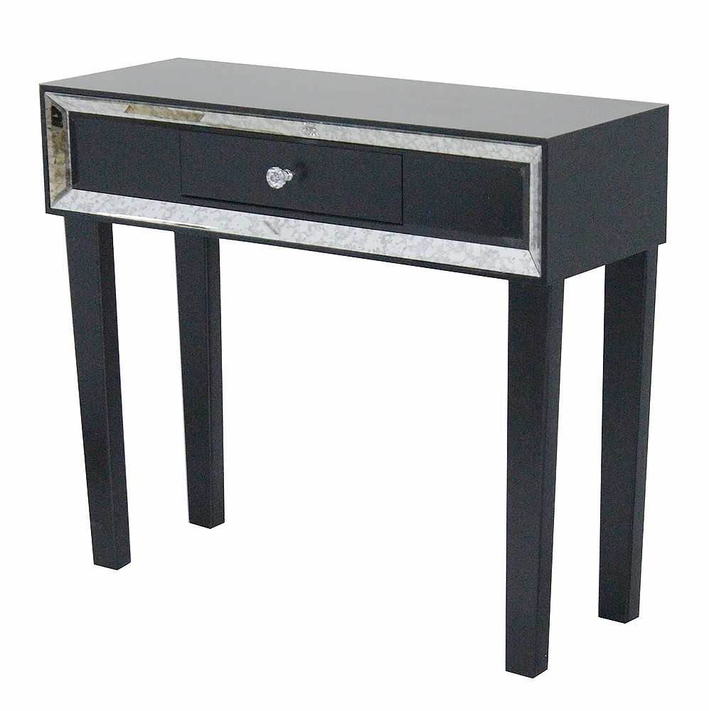 35.5" X 13" X 31" Black Give your home decor an e Console Table with a Drawer and Framed with Mirror Accents