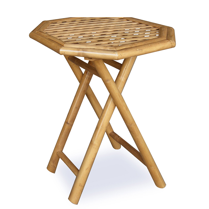 18" X 18" X 20" Natural Bamboo Octagonal Folding End Table