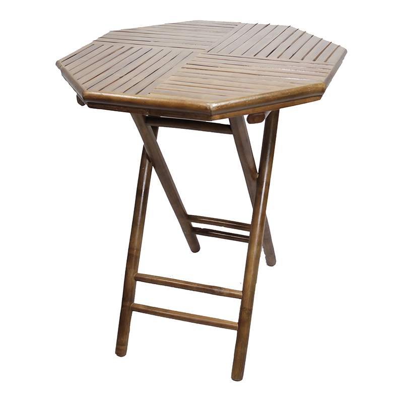28" X 26" X 30" Brown Bamboo Octagonal Folding End Table