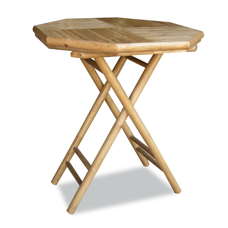 28" X 26" X 30" Natural Bamboo Octagonal Folding End Table