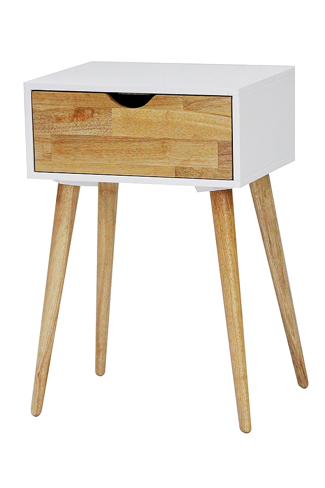16" X 12" X 24" White MDF Wood End Table with Drawer