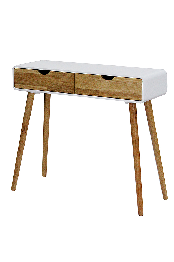 35.5" X 12" X 31.5" White MDF Wood Console Table with Drawers