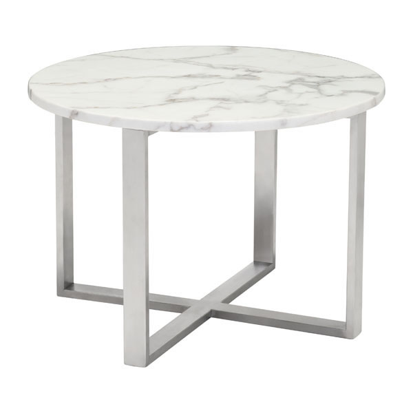 24" X 24" X 16.9" Stone And Ss Globe End Table