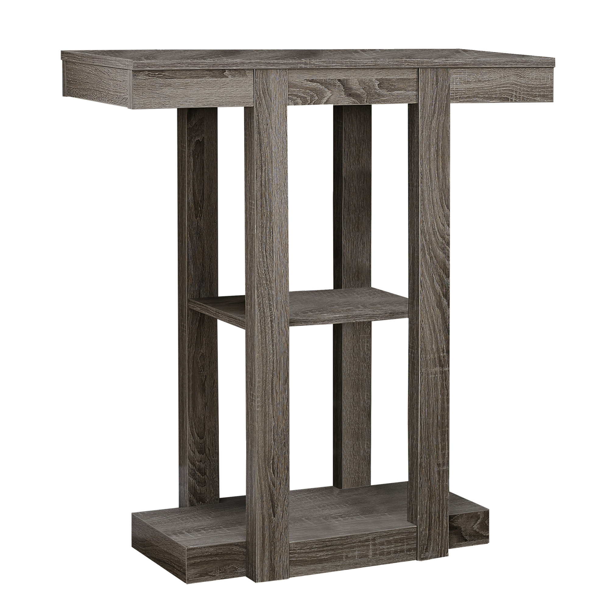 12" x 31.5" x 34" Dark Taupe Finish Hollow Core Accent Table