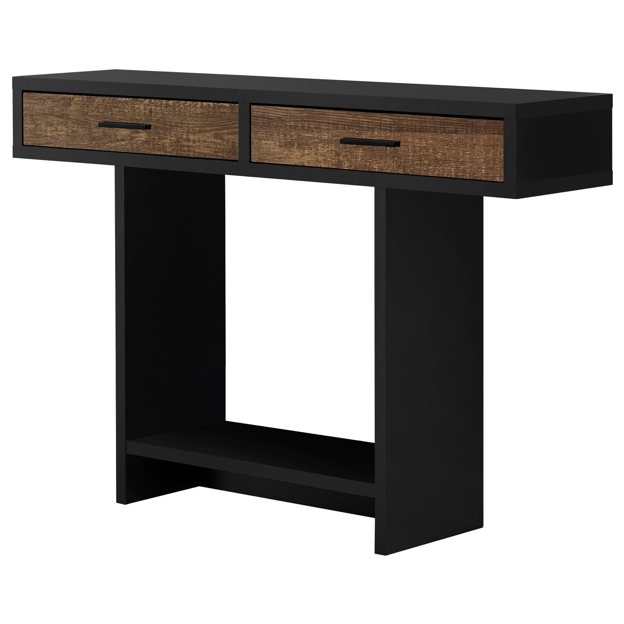 12.25" x 47.25" x 32" Black Brown Particle Board Hollow Core Accent Table with 2 Drawers