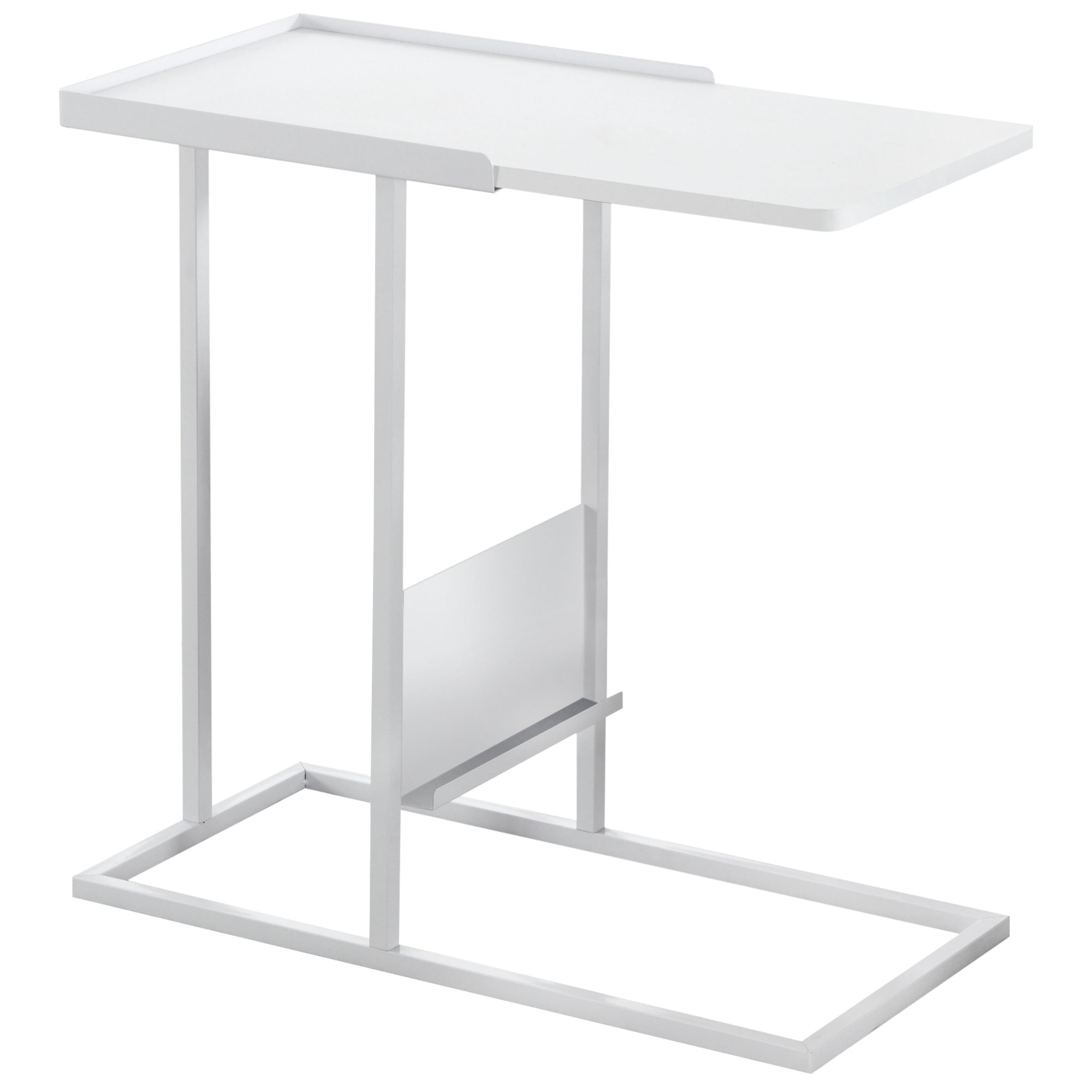 23.75" x 12" x 23.75" White Metal Mdf Accent Table with Magazine Rack