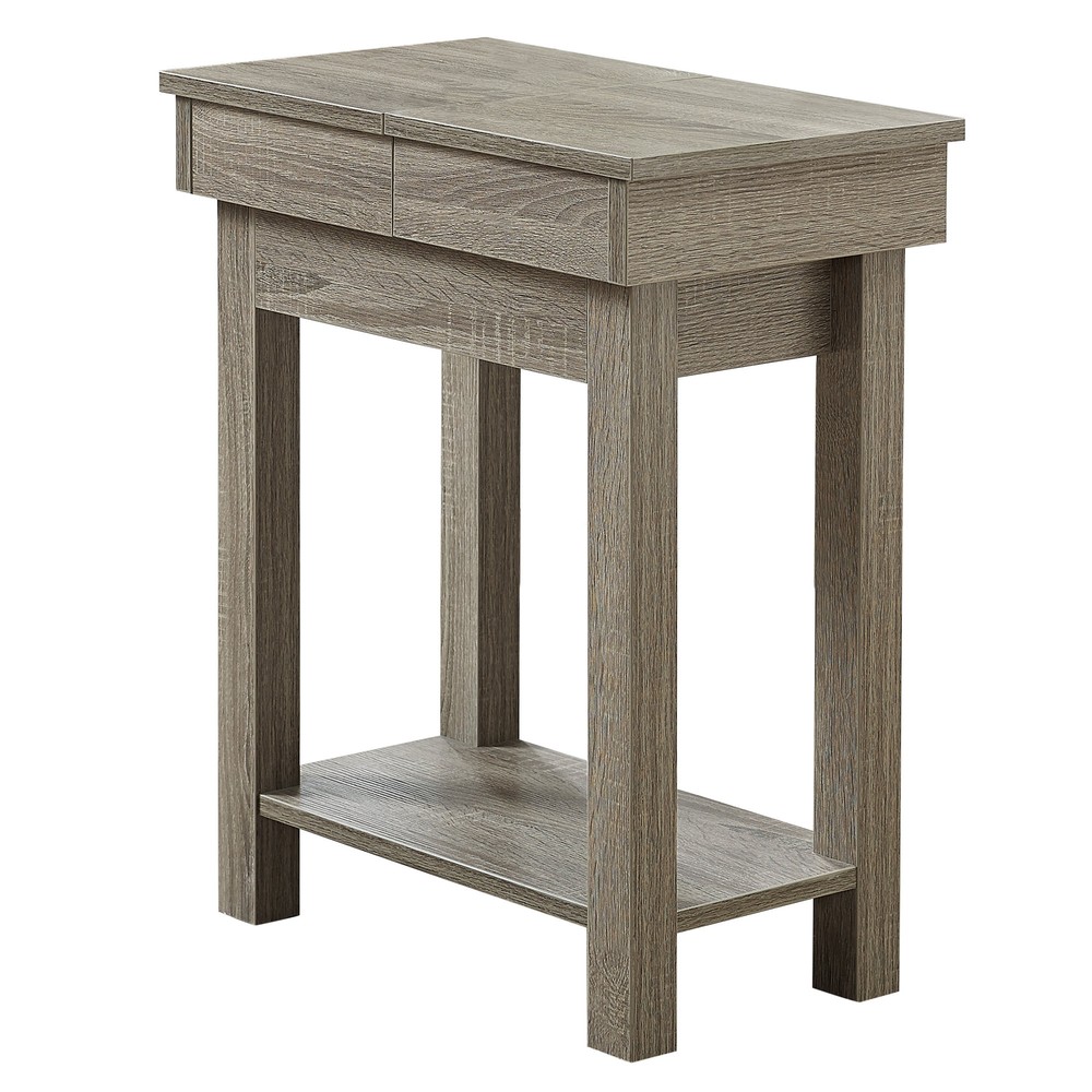 20" x 11.75" x 24" Dark Taupe Finish Hollow Core Storage Accent Table