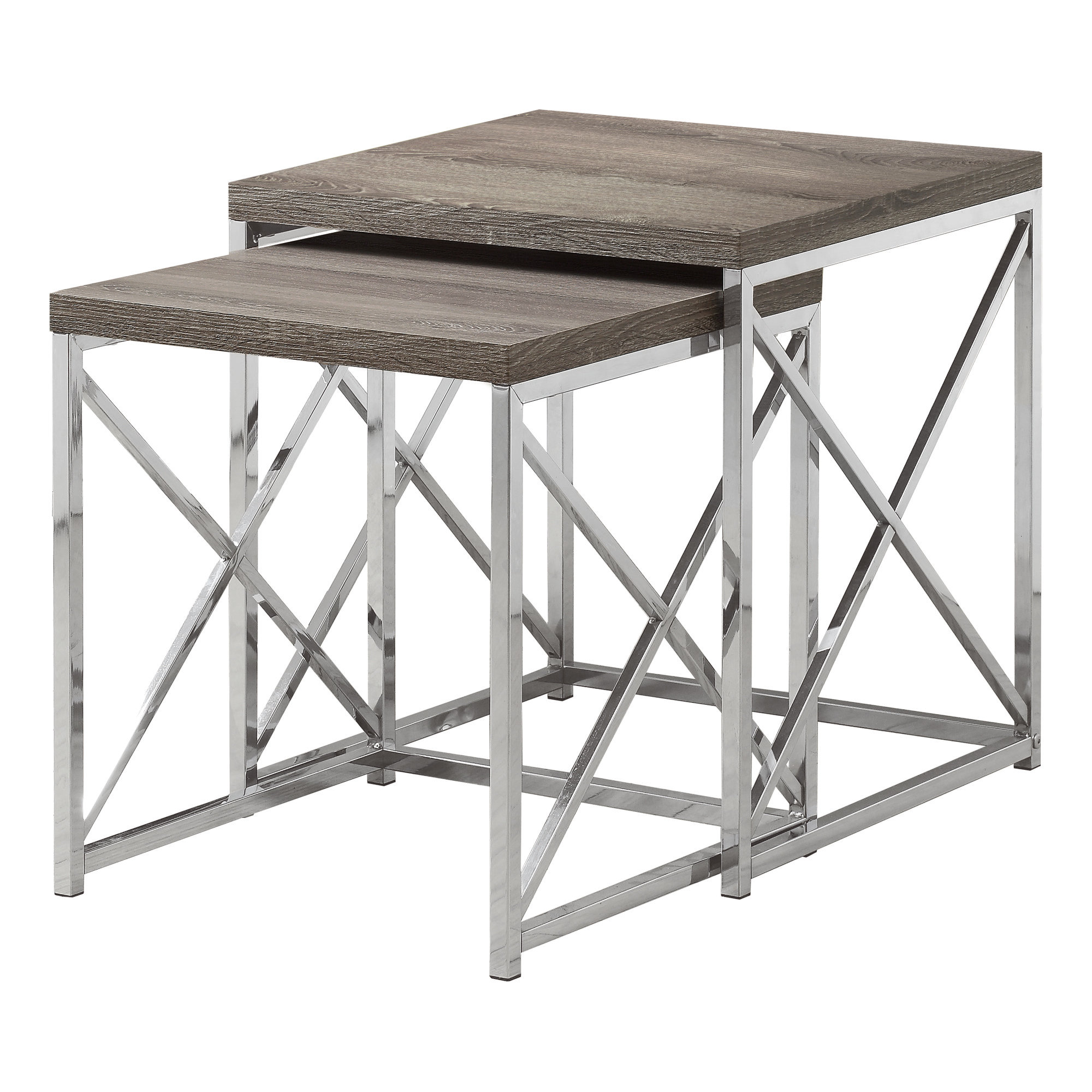 37.25" x 37.25" x 40.5" Dark Taupe Particle Board Metal 2pcs Nesting Table Set
