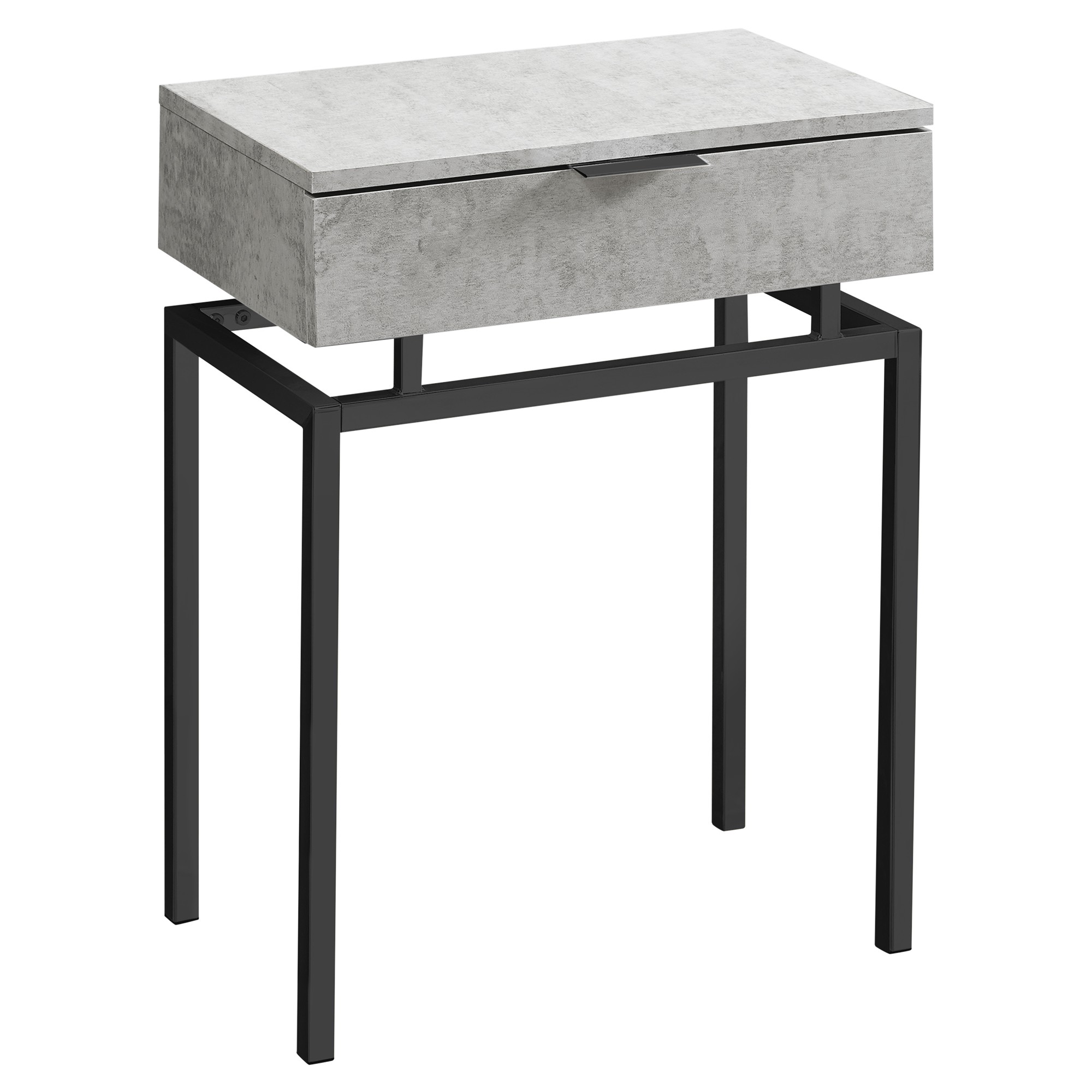 12.75" x 18.25" x 23.25" Grey Finish and Black Metal Accent Table