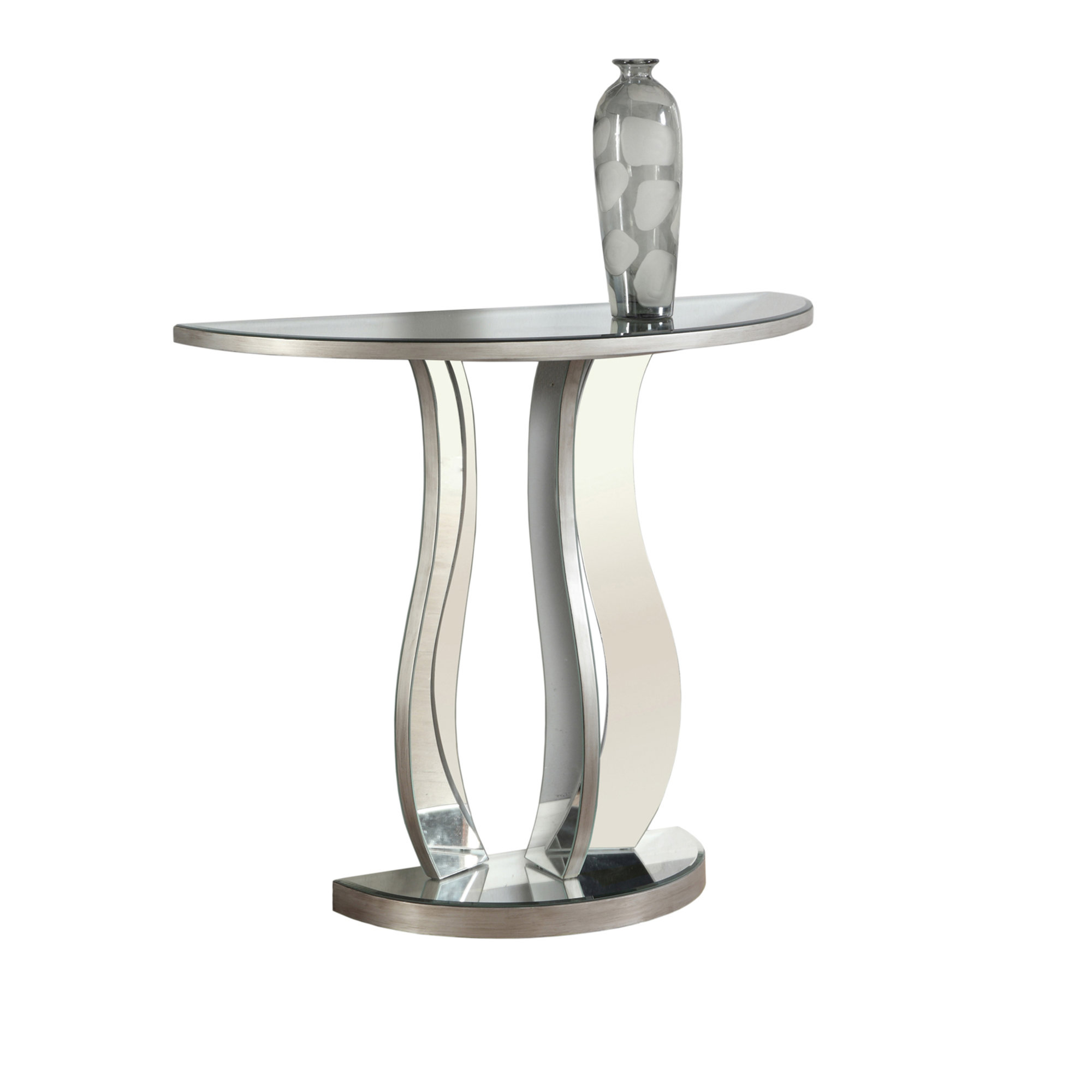 14.5" x 36" x 32" Brushed SilverMirror Accent Table