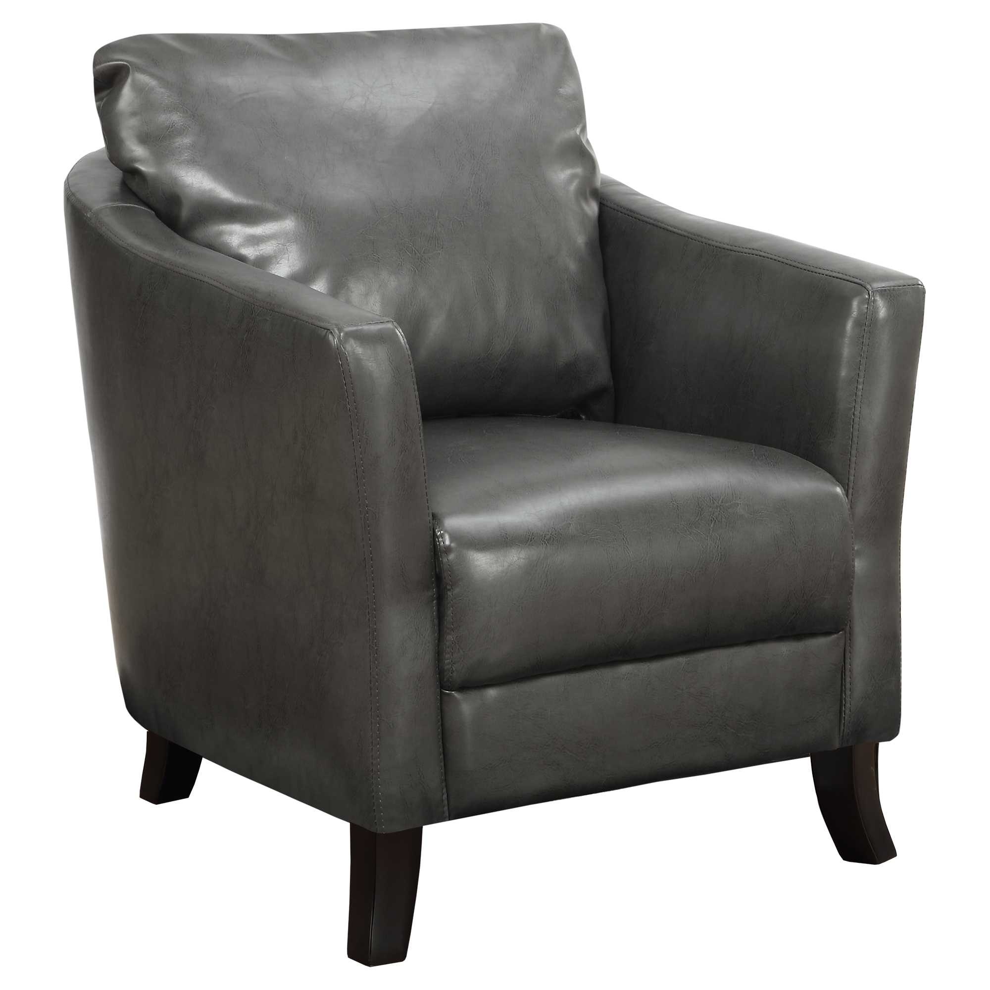 33" x 29.75" x 35" Charcoal Grey Leather-Look Accent Chair