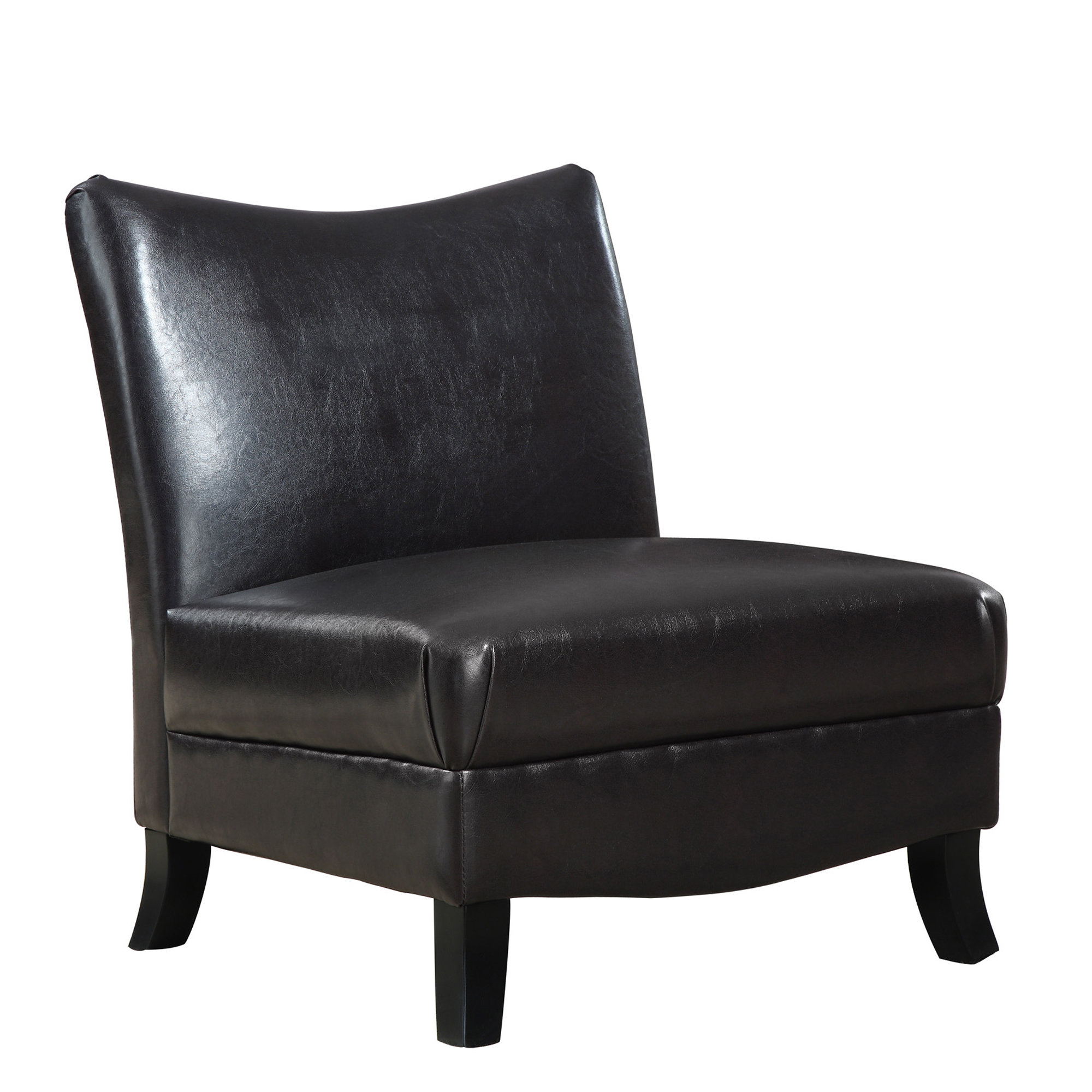 32.5" x 26" x 33" Brown Black Leather-Look Foam Accent Chair with Solid Wood Frame