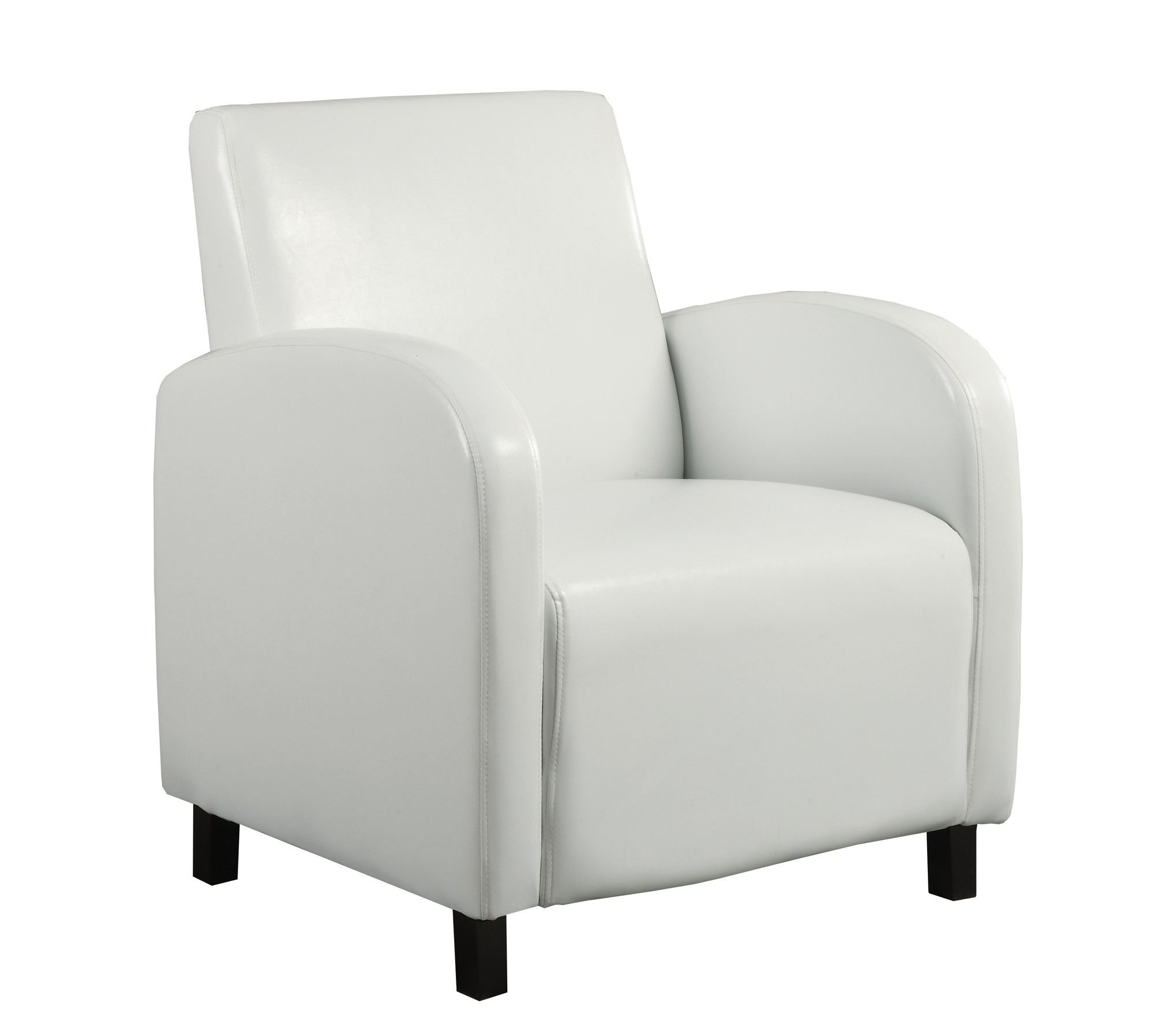 29" x 27.5" x 32.5" White Leather-Look Foam Accent Chair with Solid Wood Frame