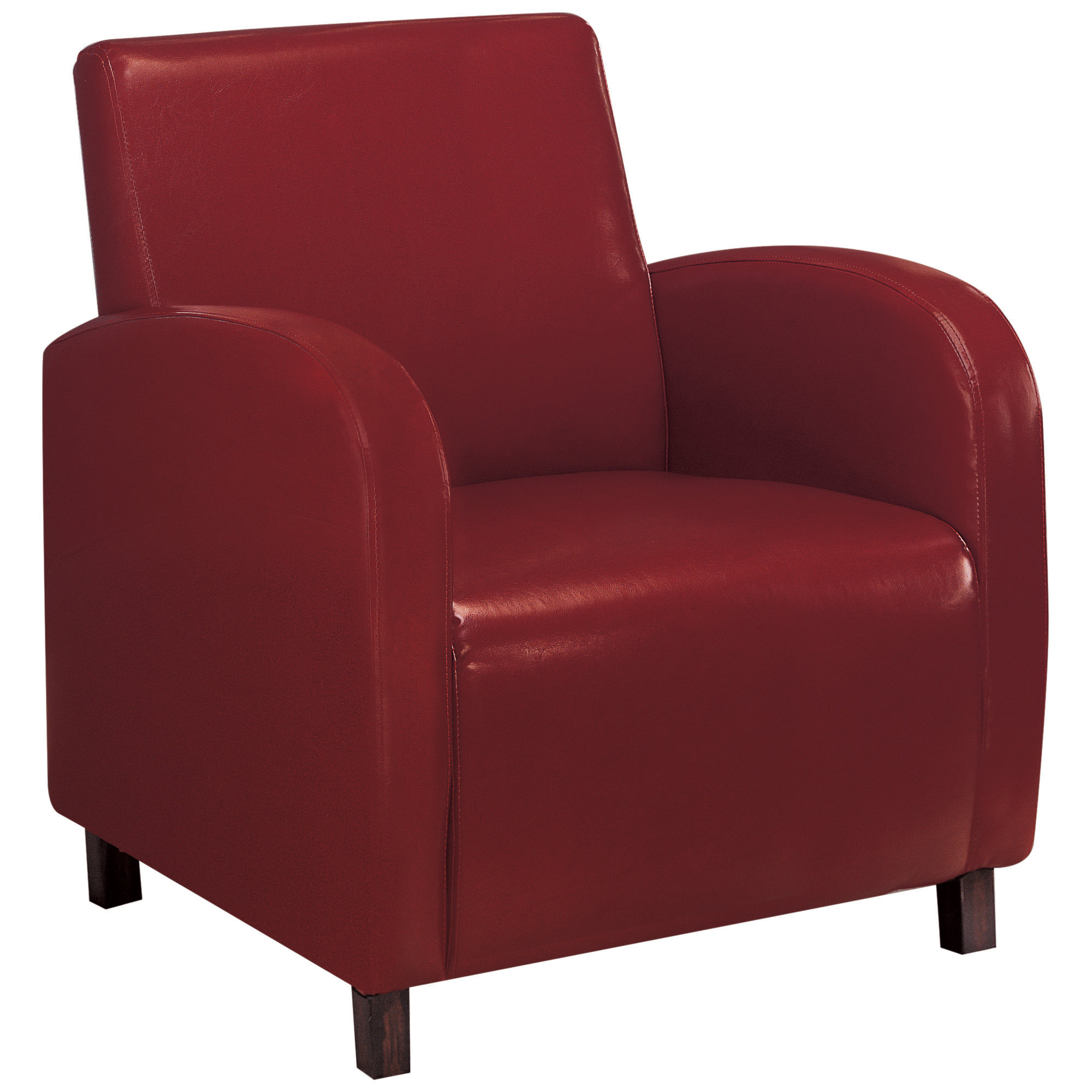 29" x 27.5" x 32.5" Red Leather-Look Foam Accent Chair with Solid Wood Frame