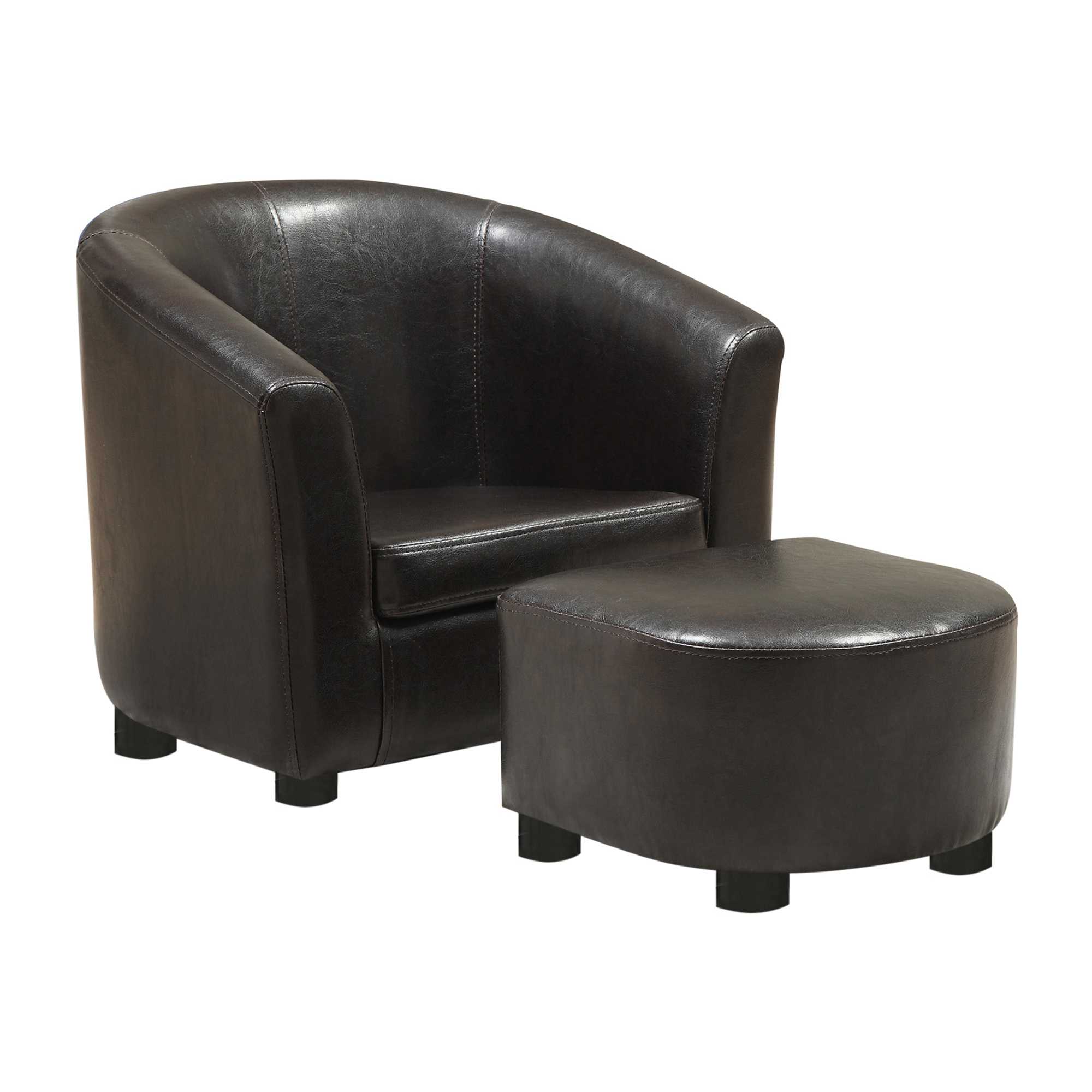 30.5" x 33" x 26" Dark Brown Leather Look Chair Set of 2