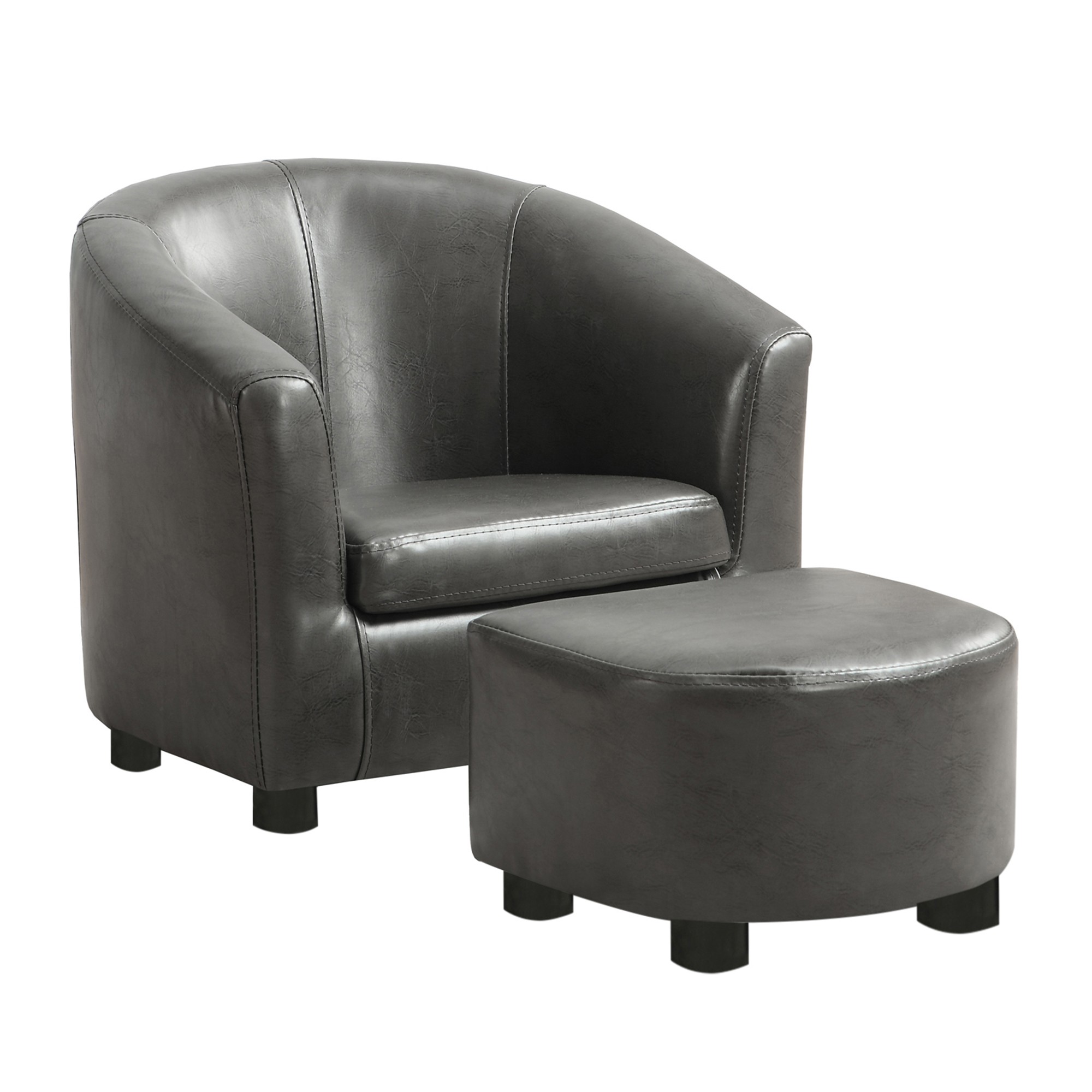 30.5" x 33" x 26" Charcoal Grey Leather Look Chair Set of 2