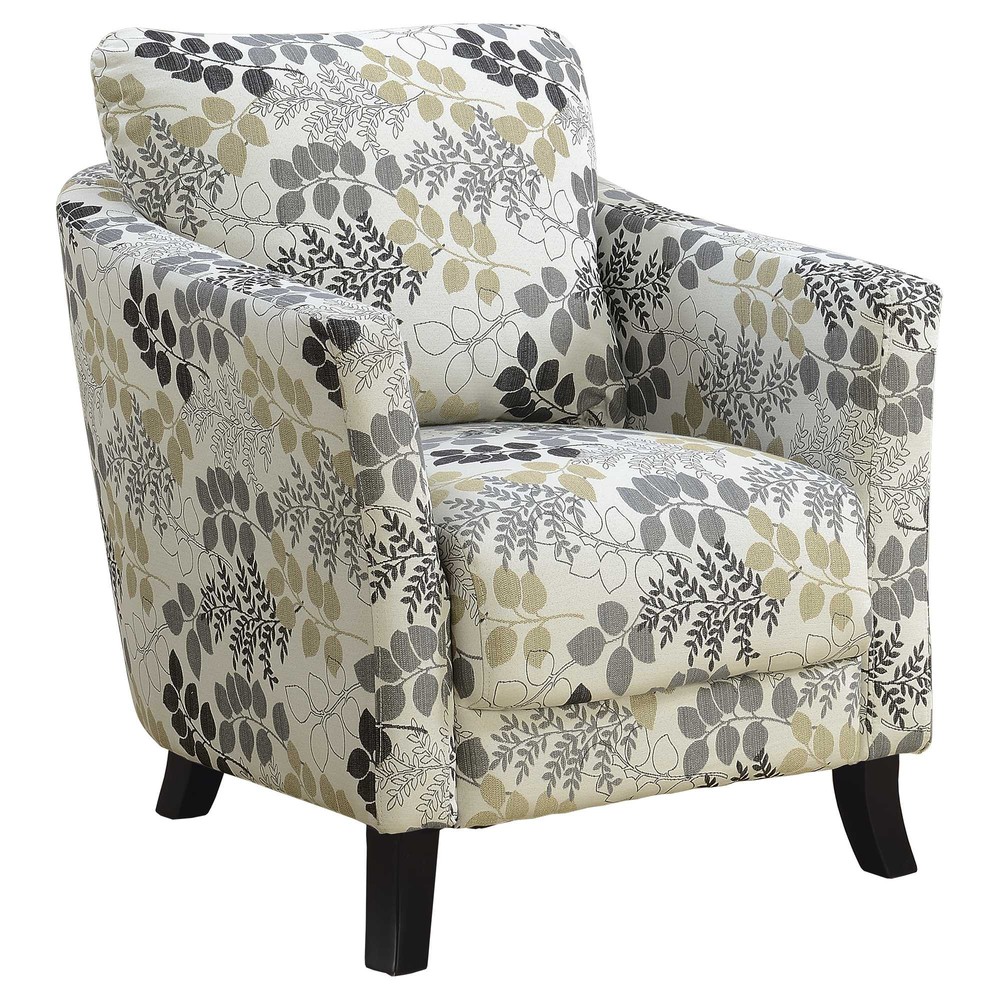 33" X 29.75" X 35" Beige Grey Finish Upholstered Foam and Solid Wood Frame Accent Chair