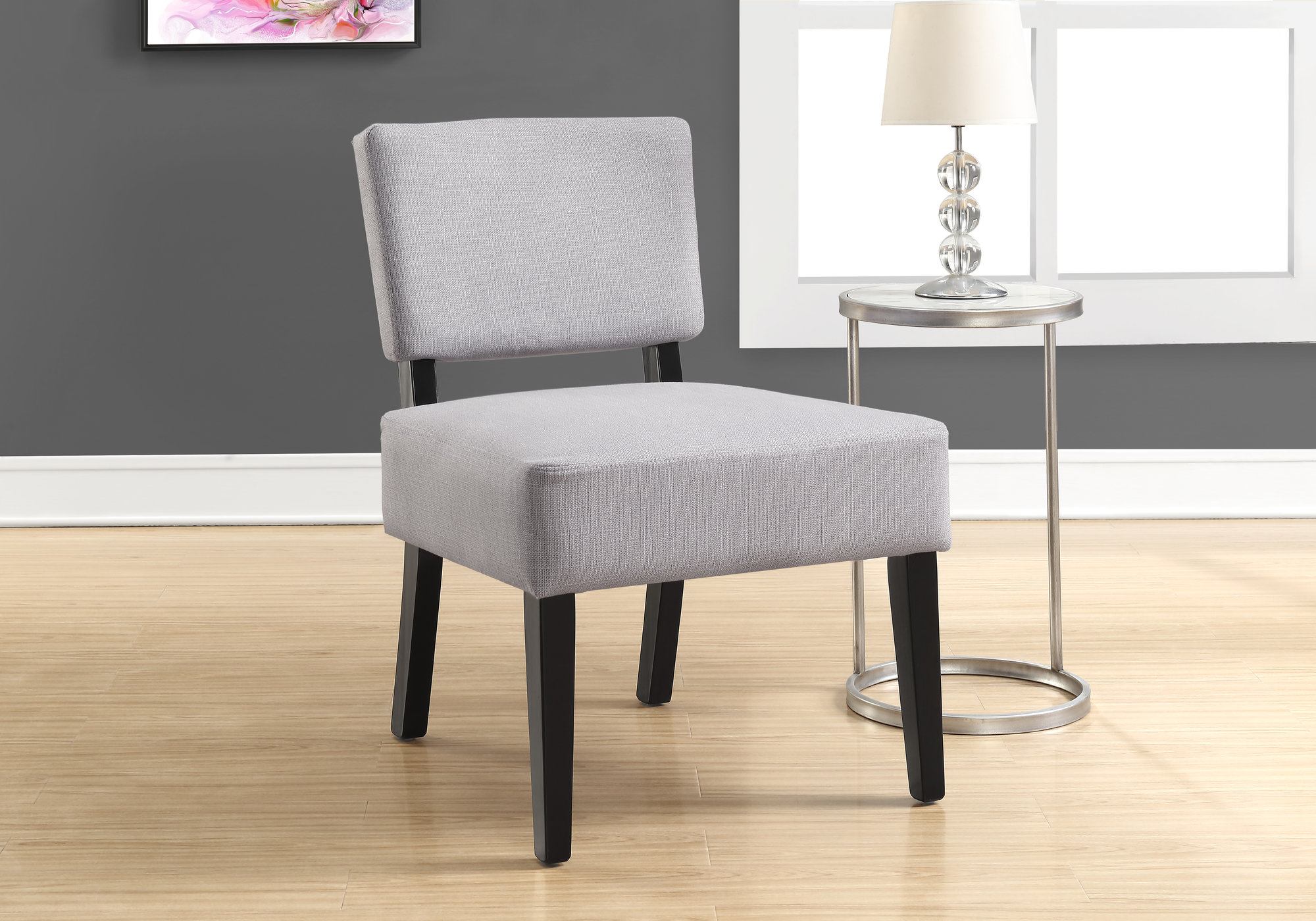 31.5" x 27.5" x 22.75" Light Grey Foam Accent Chair with Solid Wood Frame
