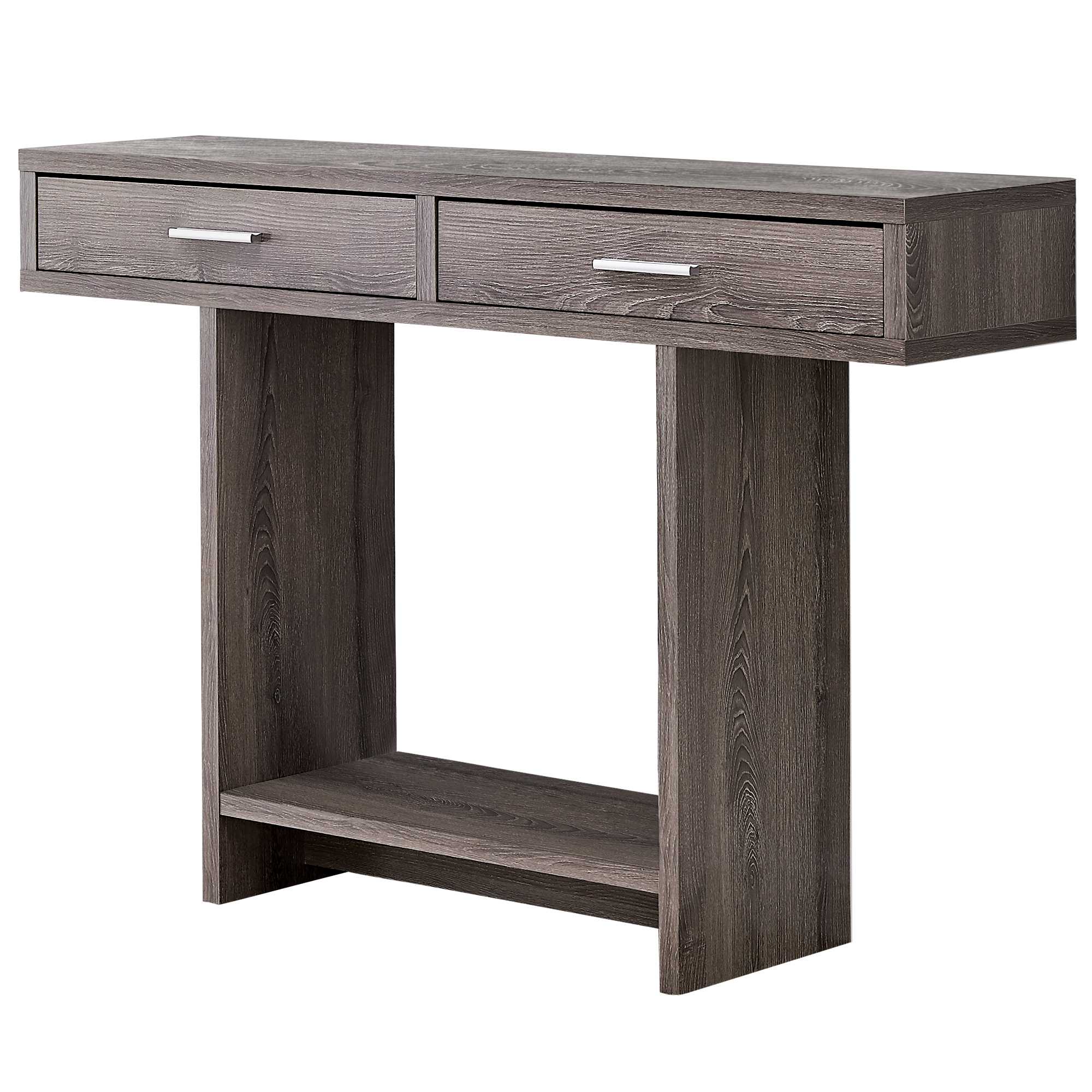 12.25" x 47.25" x 32" Dark Taupe With Drawers - Accent Table