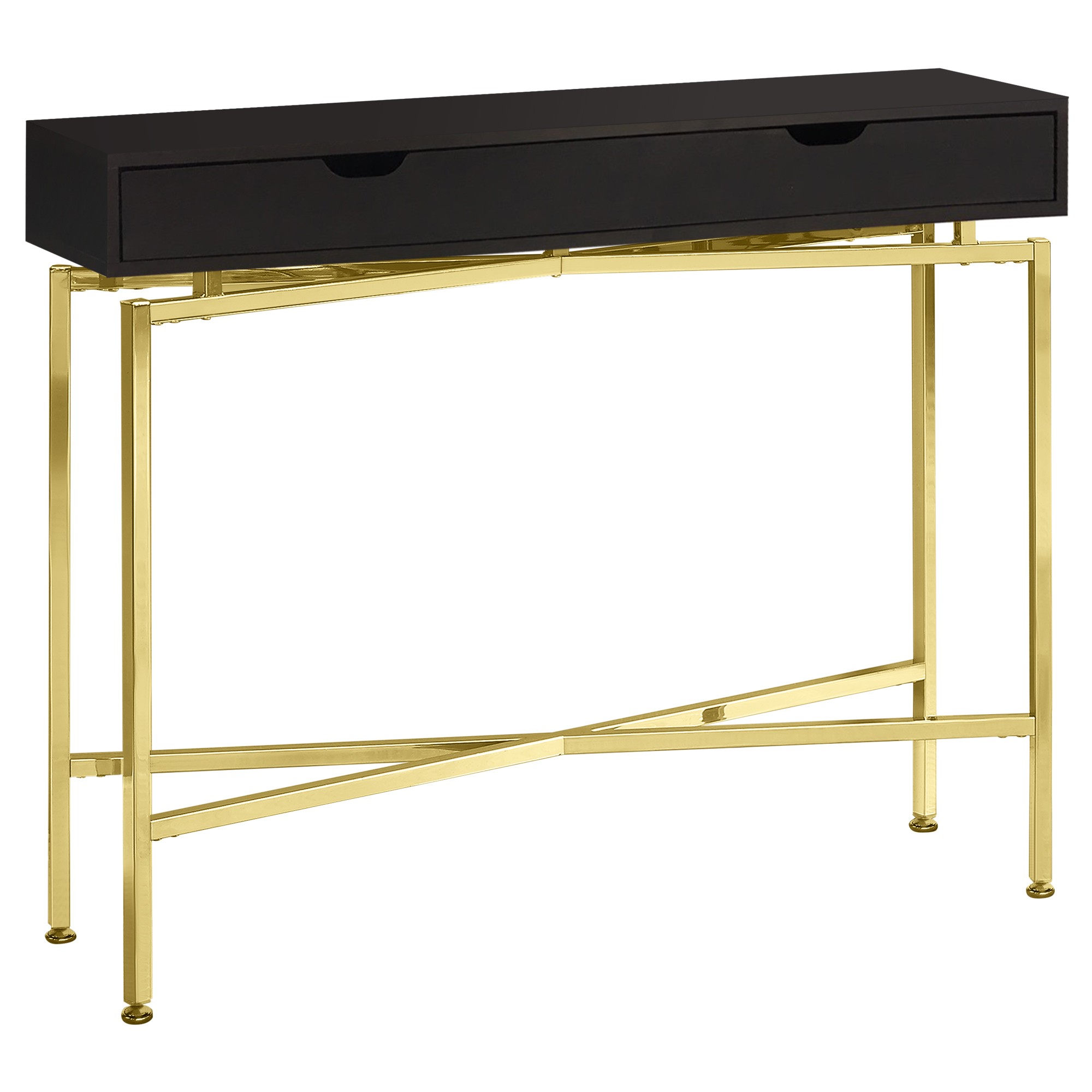 12" x 42.5" x 32.5" CappuccinoGold Hall Console Accent Table