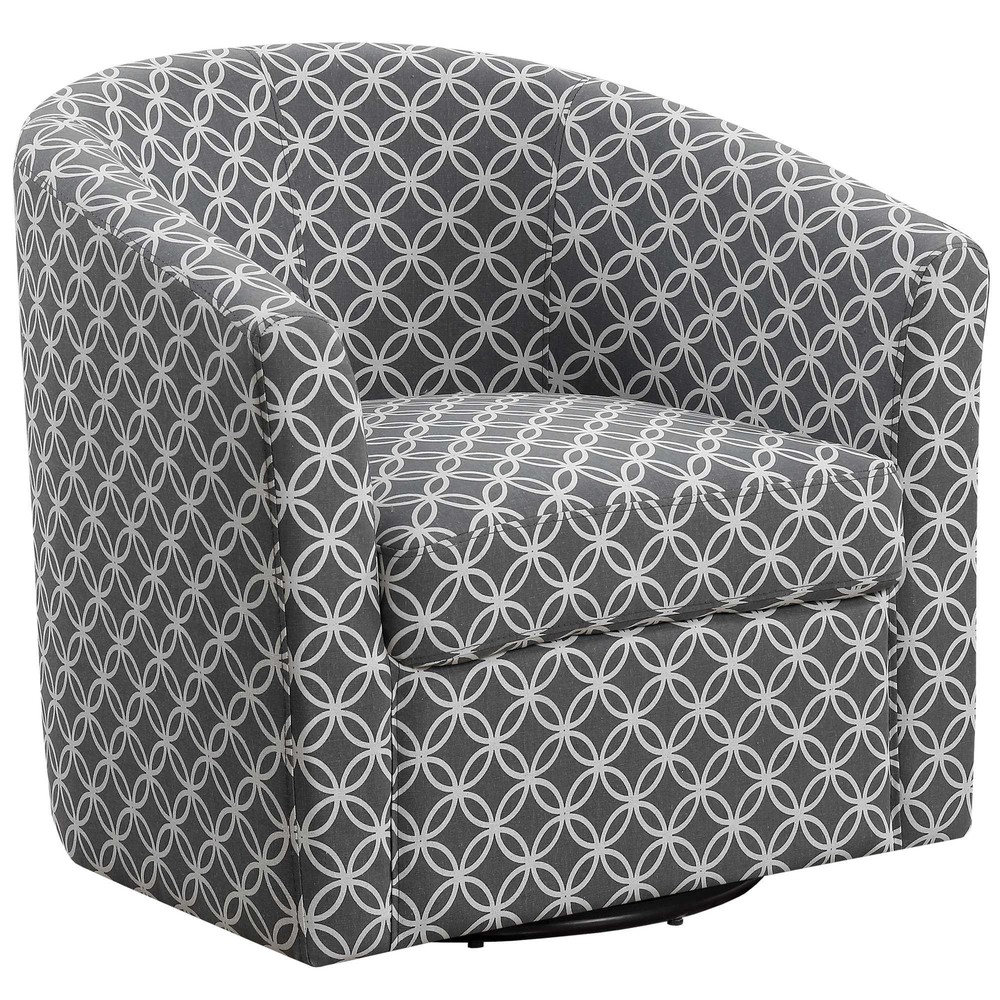 28" x 30.25" x 29.5" Grey Circular Fabric Swivel Accent Chair