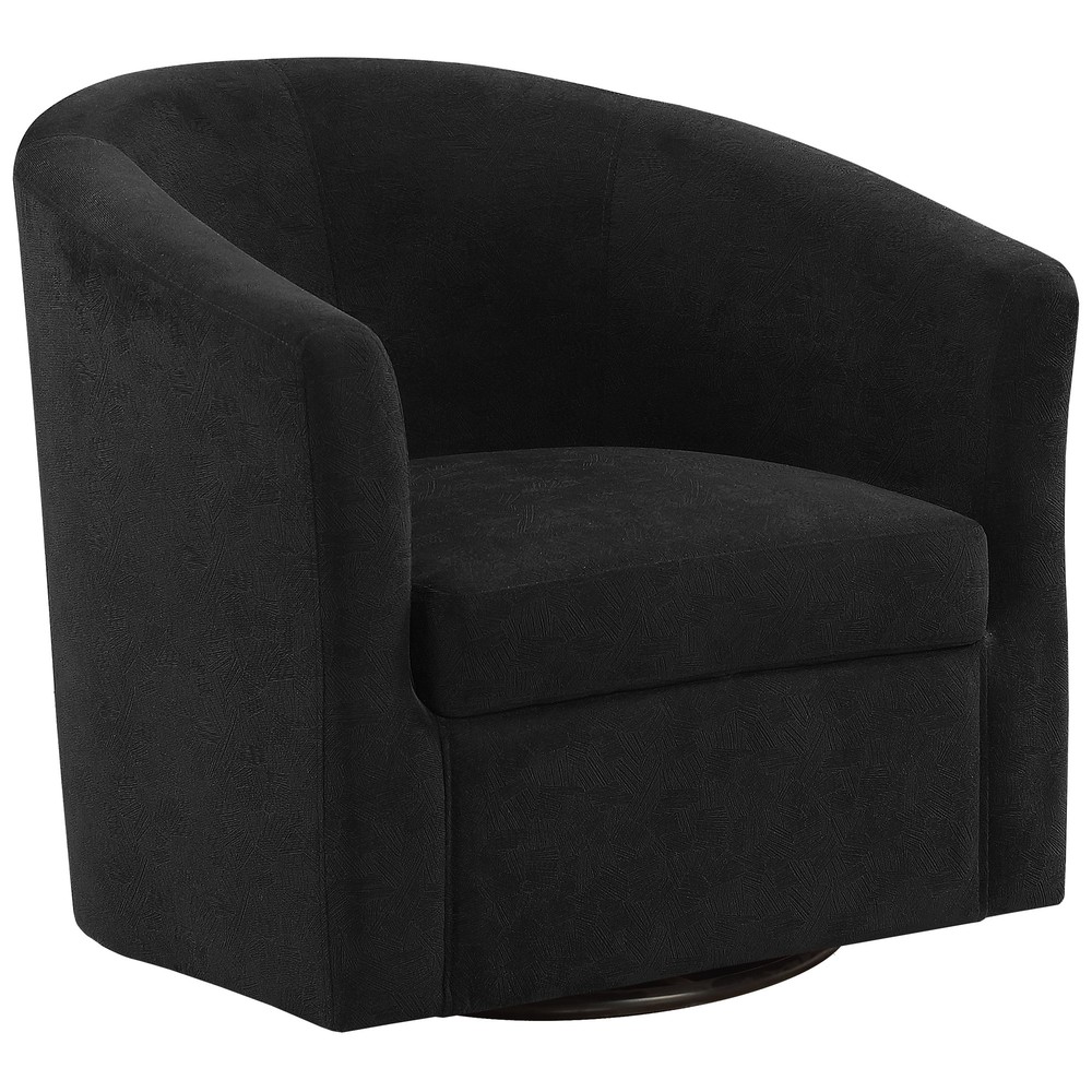 28" x 30.25" x 29.5" Black Swivel Abstract Velvet Accent Chair