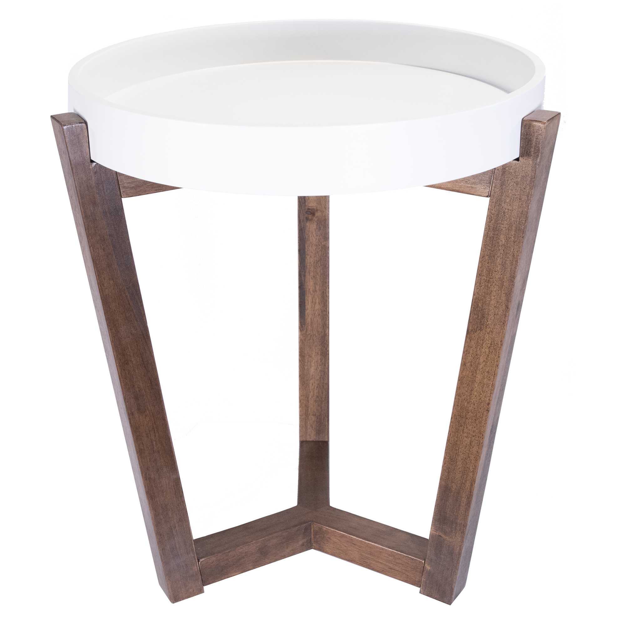 16" X 16" X 20" White & Mocha Solid Wood Round Table