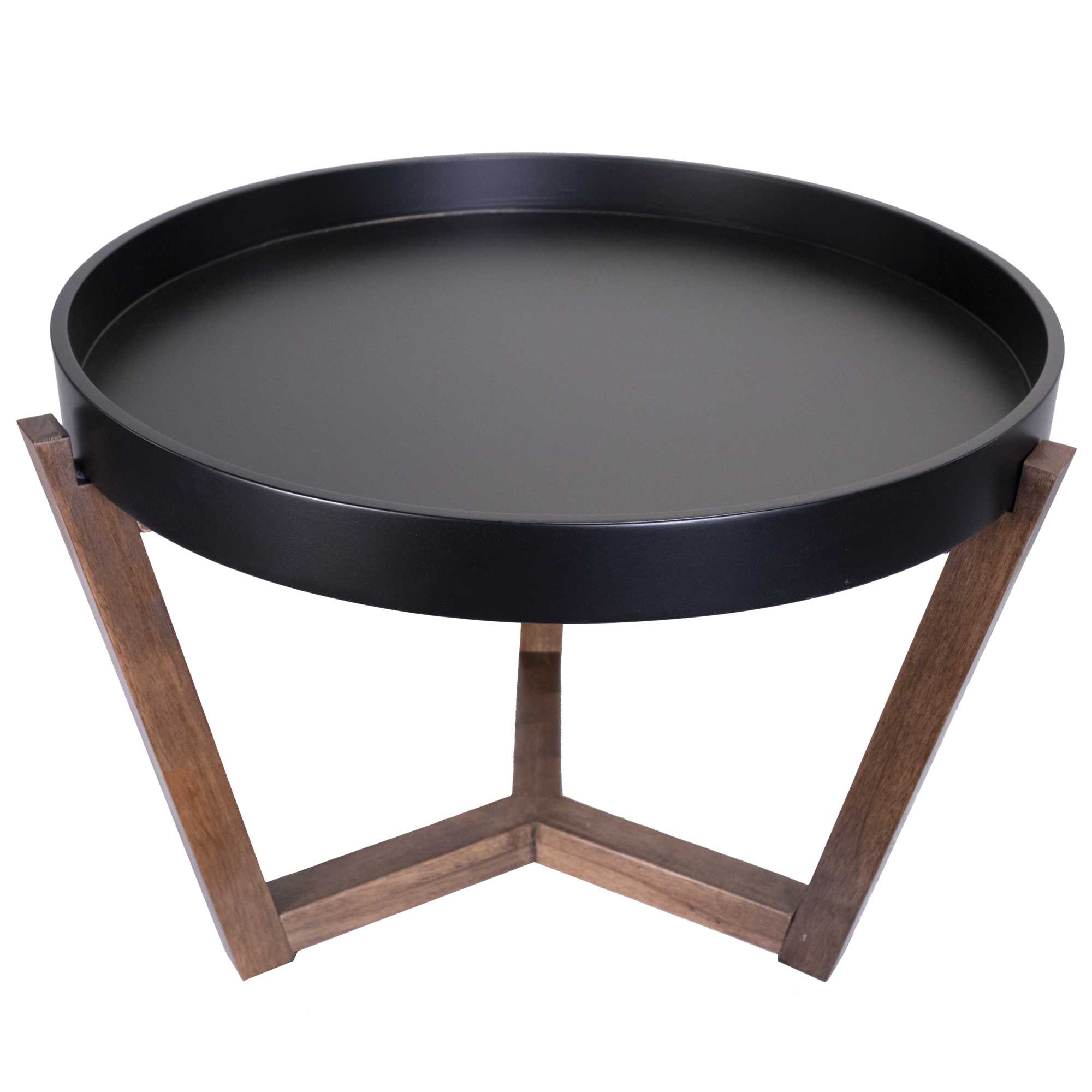 22" X 22" X 16" Black & Mocha Solid Wood Round Table