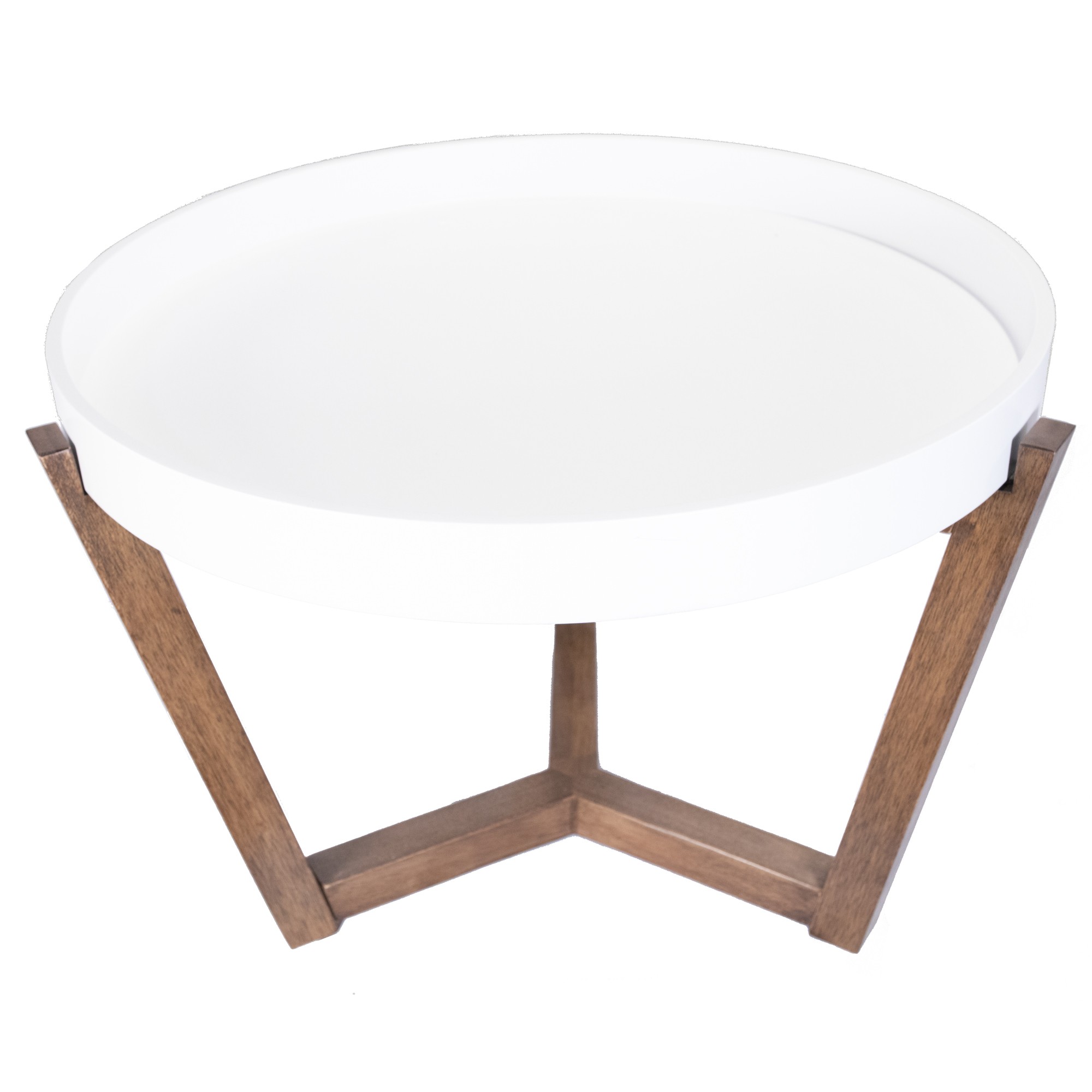 22" X 22" X 16" White & Mocha Solid Wood Round Table