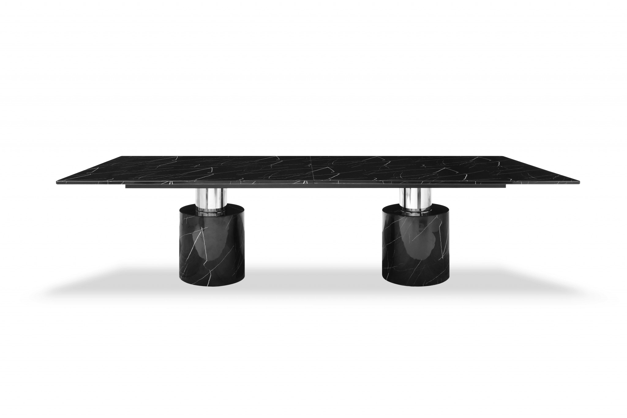 120" X 48" X 30" Black Marble Stainless Steel Dining Table