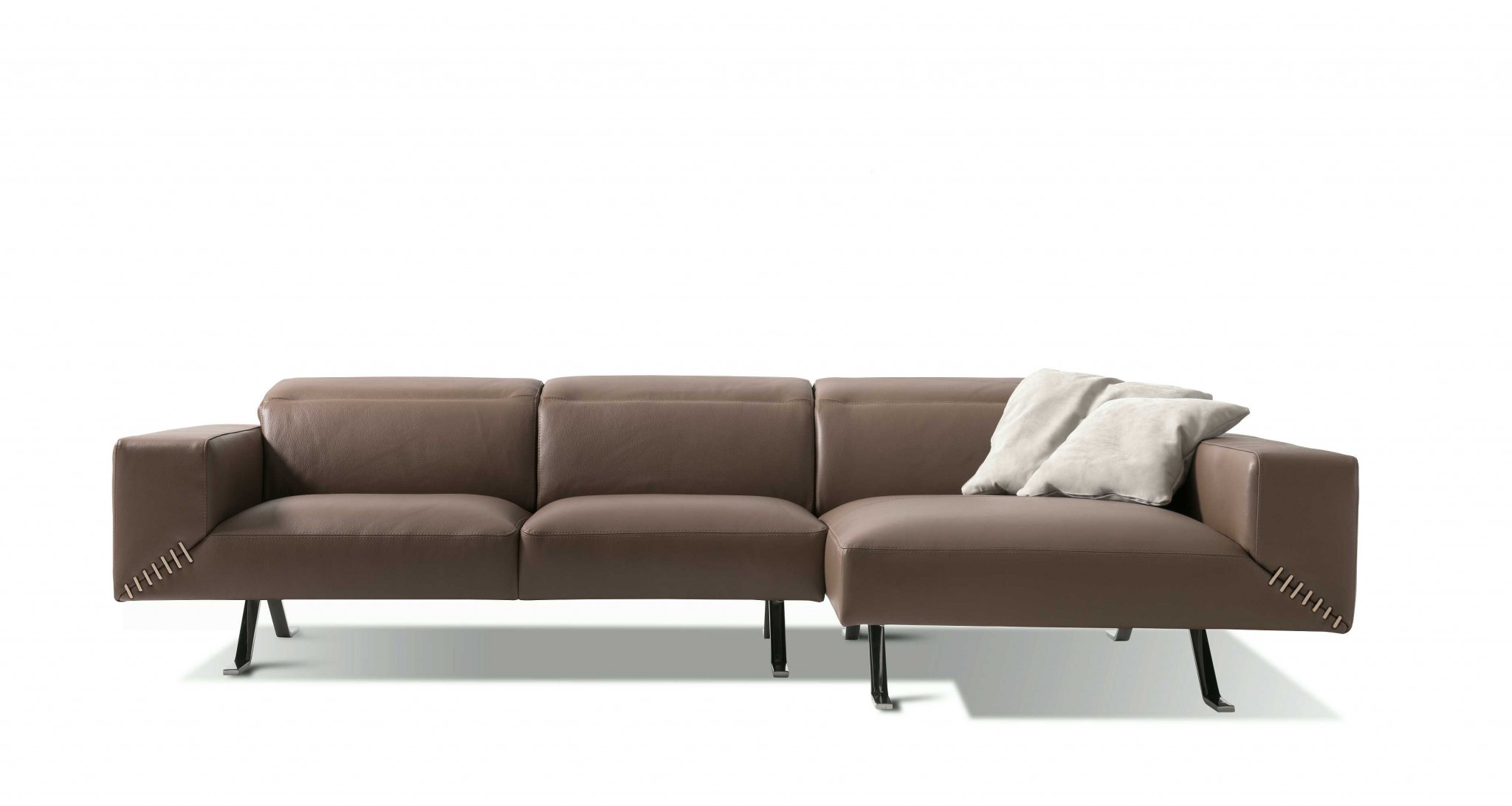 116" X 63" X 29" Taupe Leather Sectional & Chaise