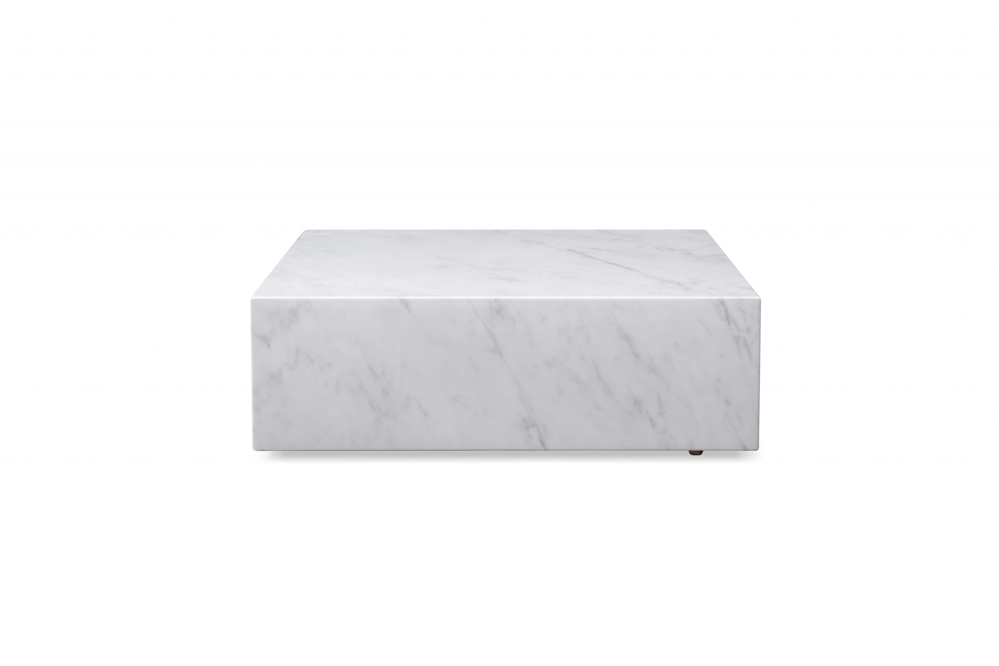 35" X 35" X 11" White Marble Coffee Table with Casters