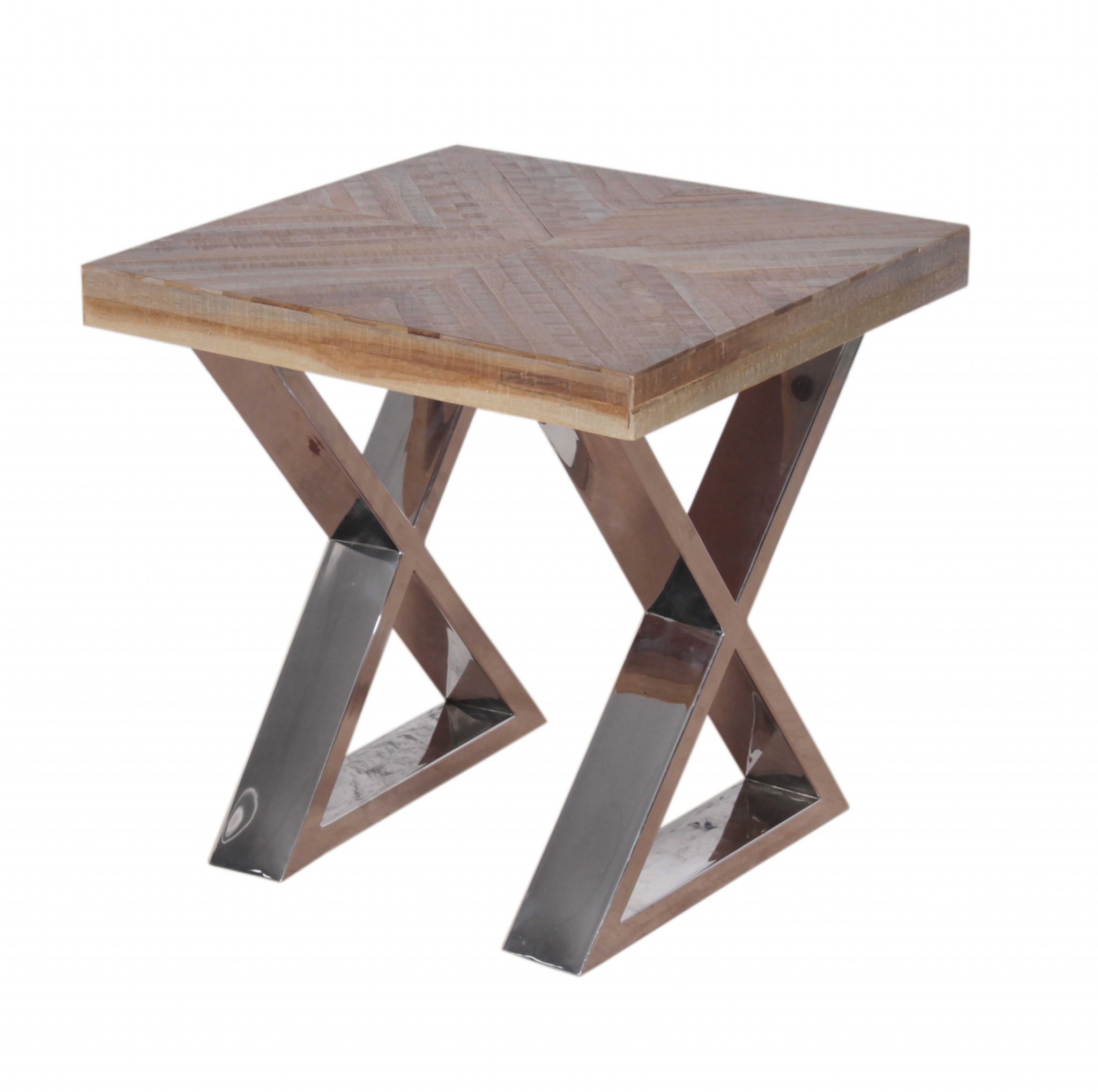 20" X 20" X 20" Multi Chrome Wood Metal Side Table