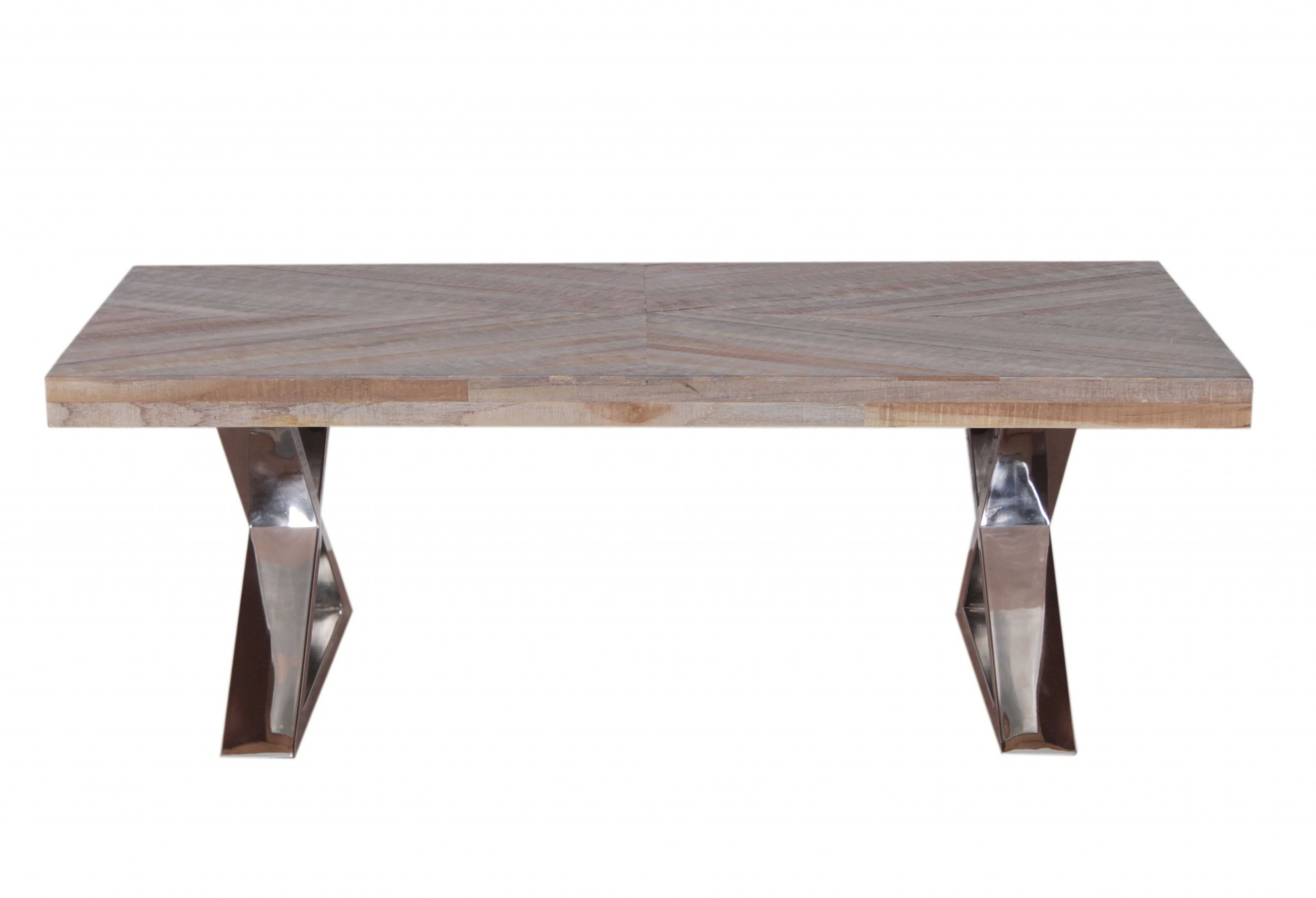 24" X 48" X 16" Multi Chrome Wood Metal Coffee Table
