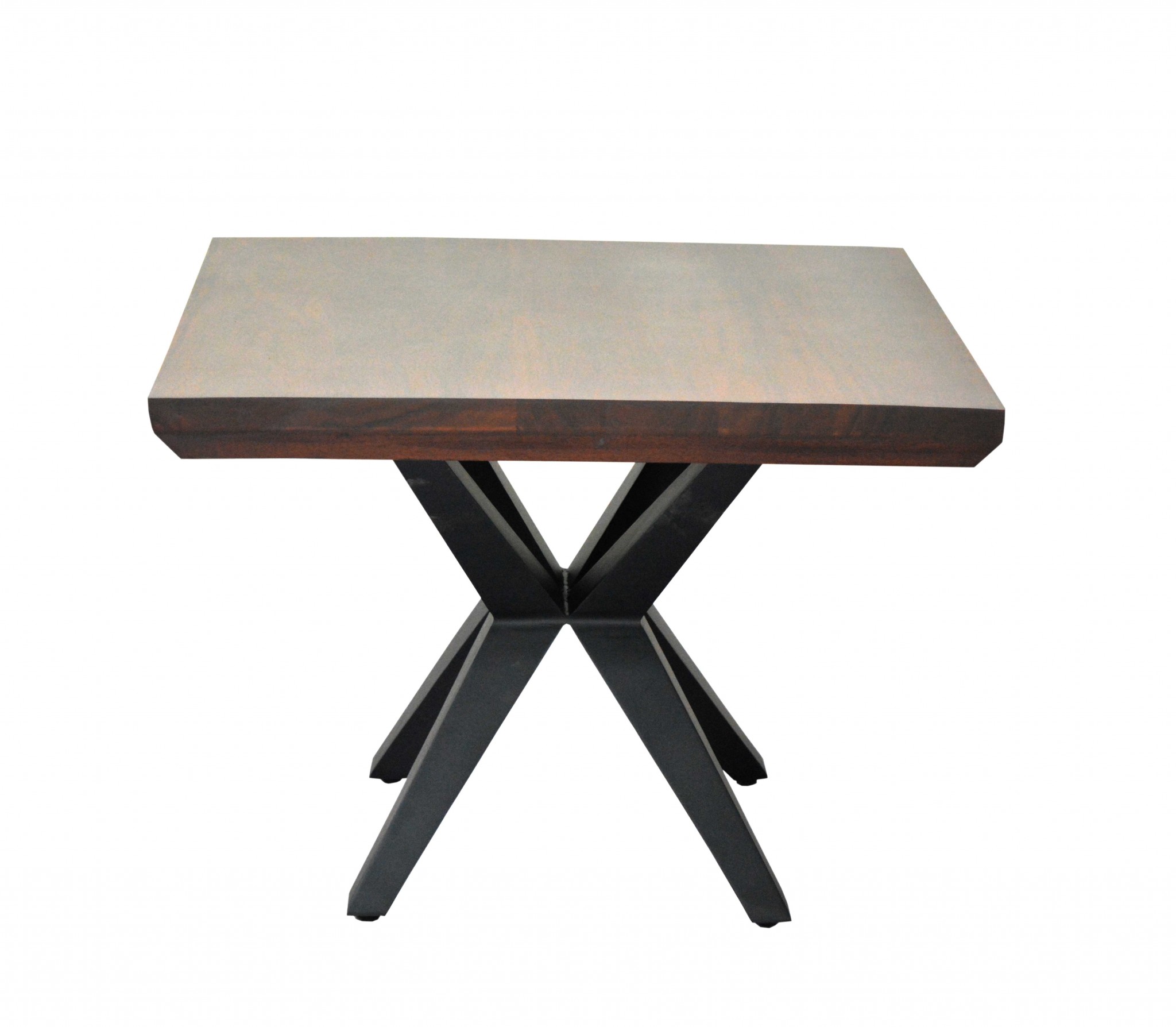 24" X 24" X 18" Brown Black Wood Metal Side Table