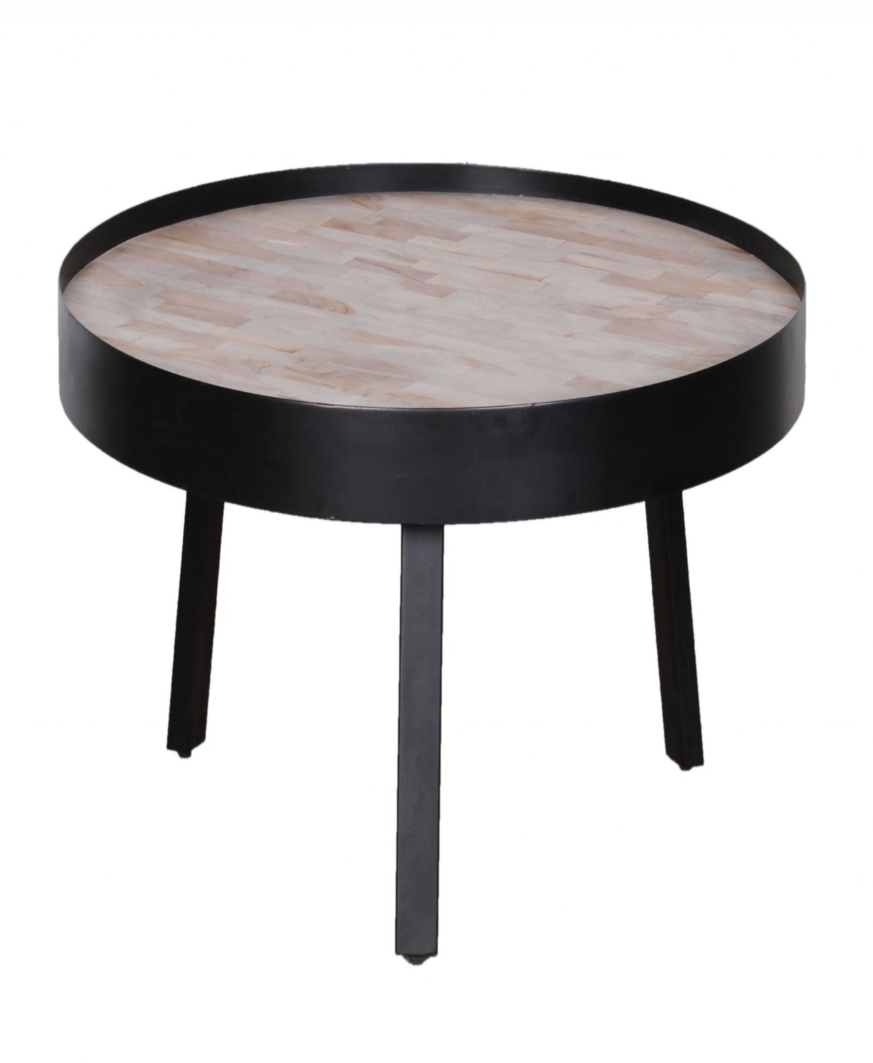 21" X 21" X 19" Multi Wood Metal Round Coffee Table Small