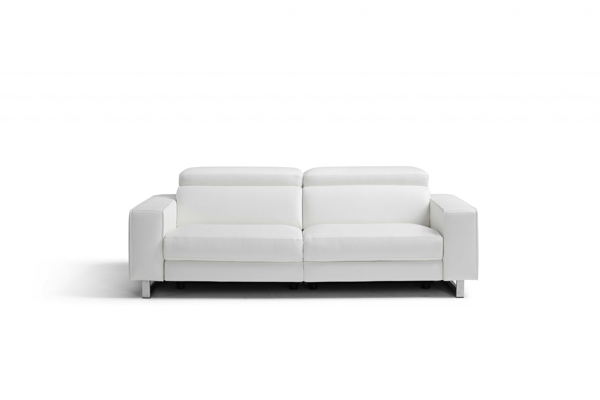 32" X 89" X 43" White Leather Sofa
