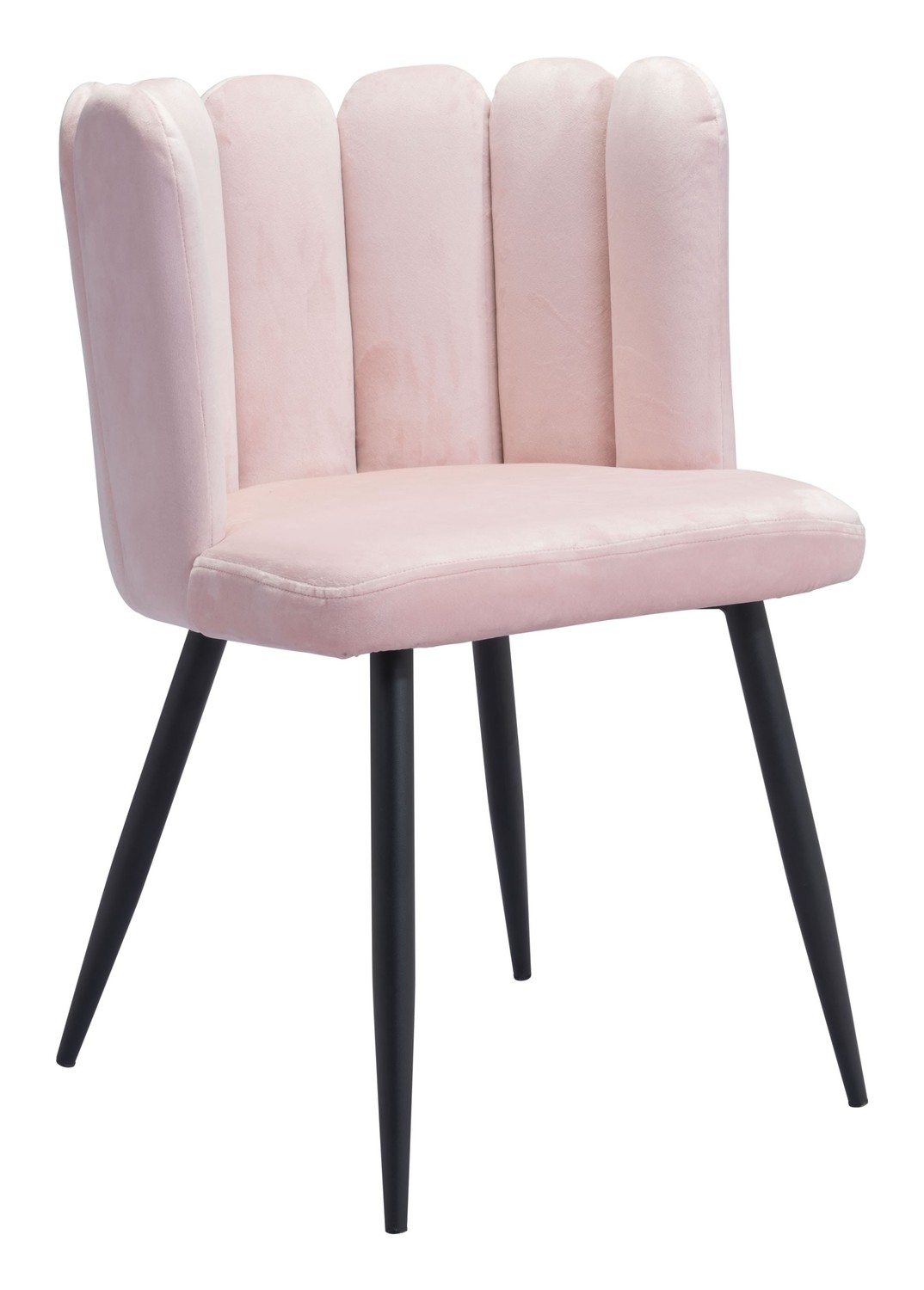 Glam Scallop Pink Velvet and Gold Dining or Accent Chairs Set of 2