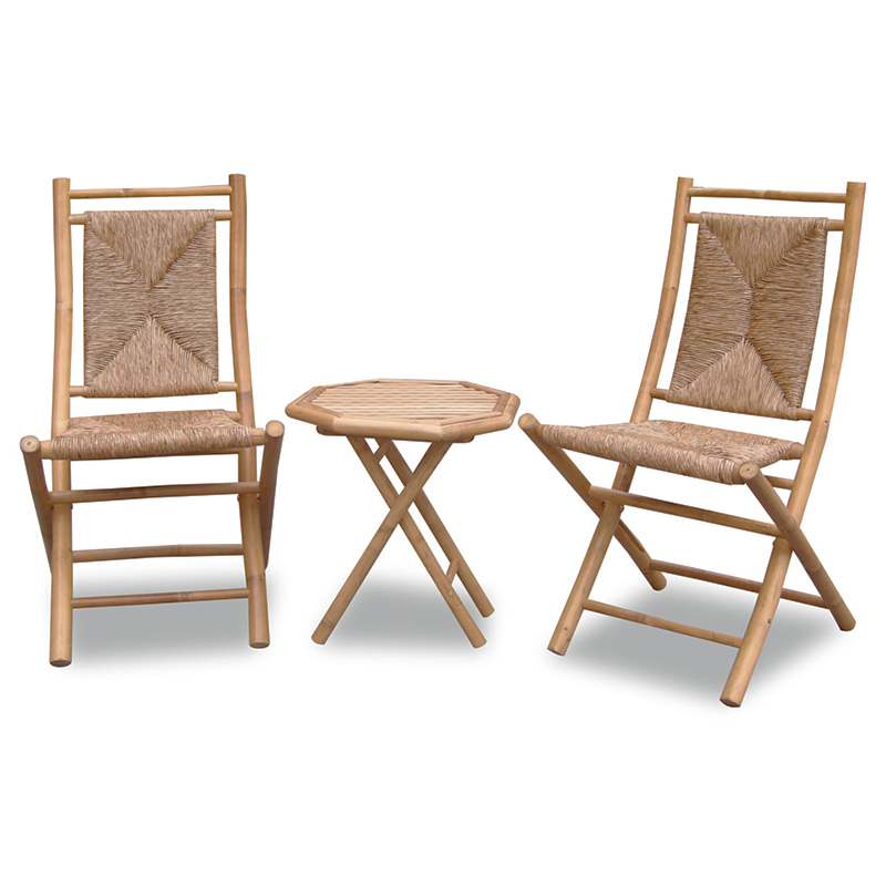 20" X 15" X 36" Natural Bamboo Chairs and a Table Bistro Set