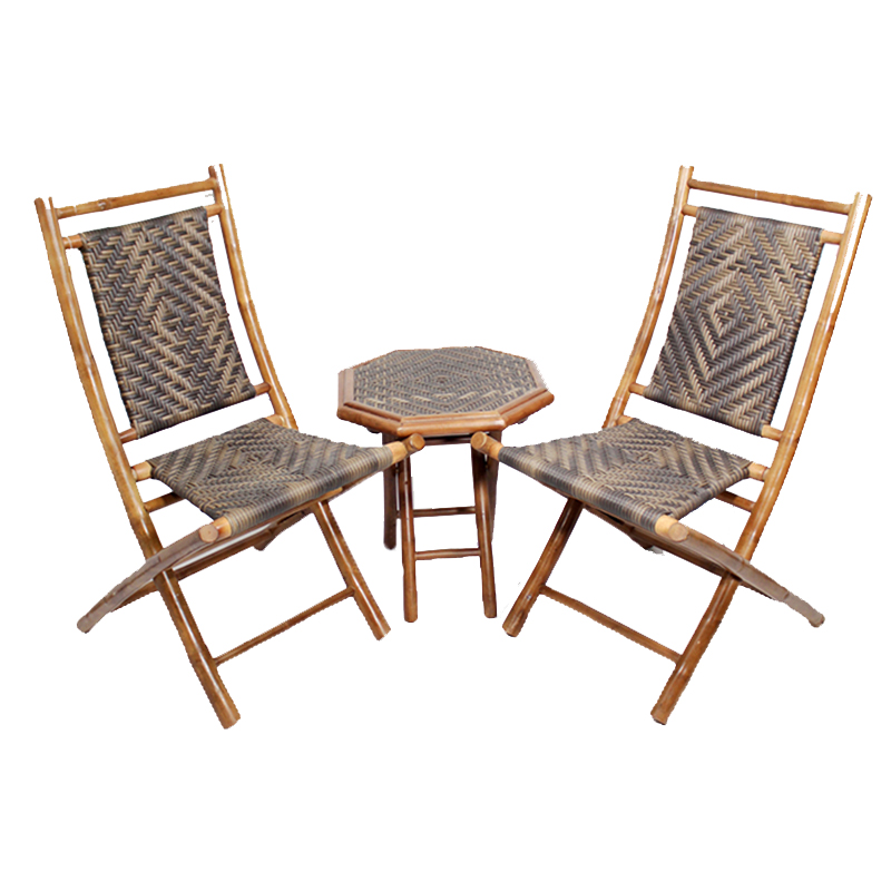 20" X 15" X 36" Brown Brown Bamboo Chairs and a Table Bistro Set