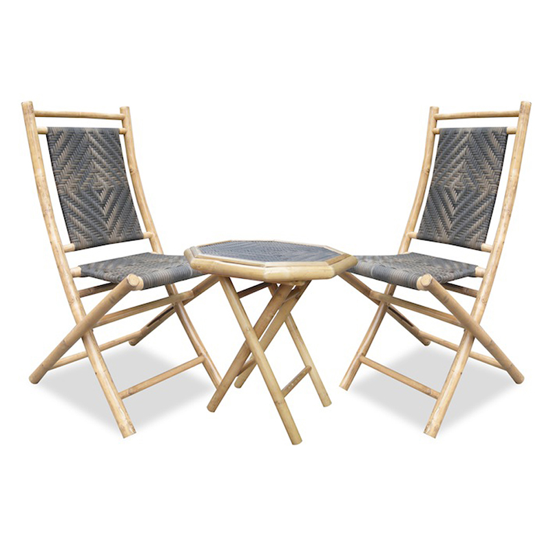 20" X 15" X 36" Natural Brown Bamboo Chairs and a Table Bistro Set