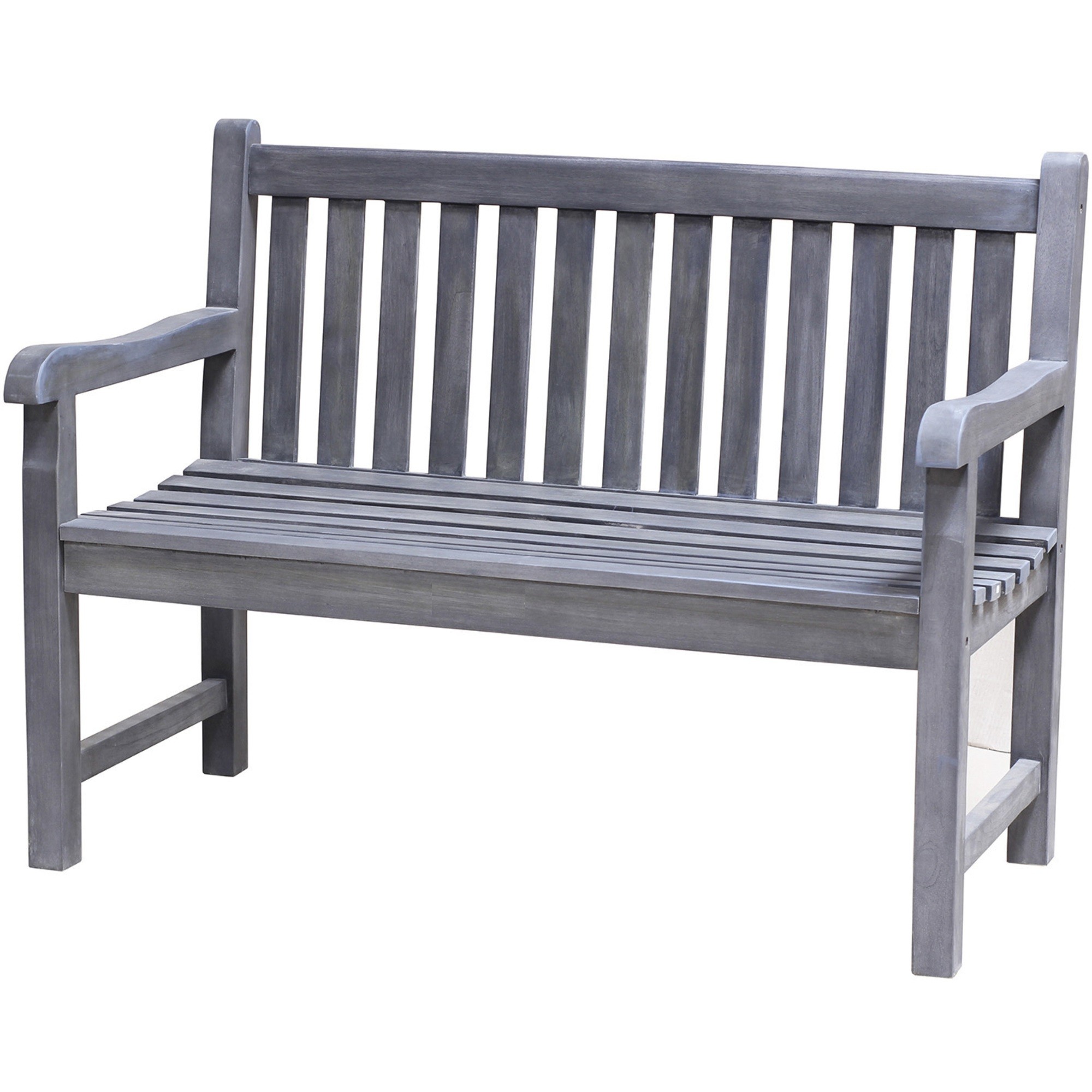 Compact Teak Outdoor Bench with Staright Design in Coquina Finish