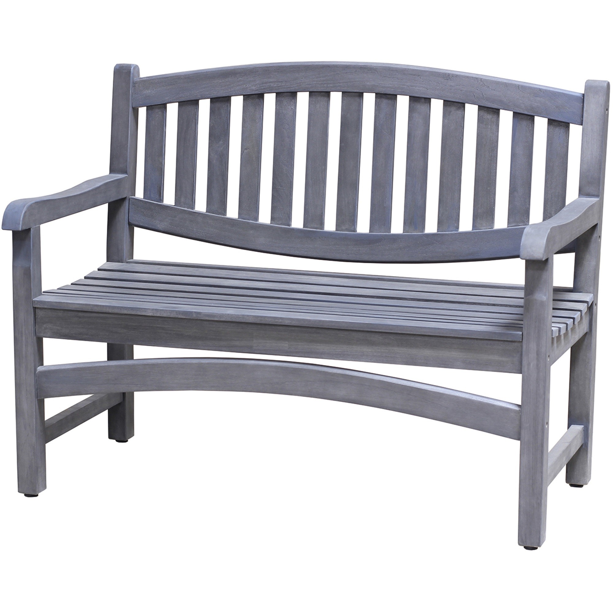 Compact Teak Outdoor Bench with Curved Design in Natural Finish