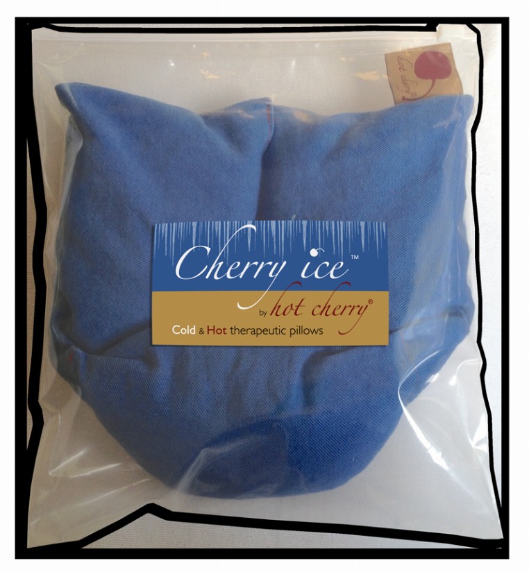 Cherry Ice Blue Denim Neck Wrap in Zip-close Freezer Bag