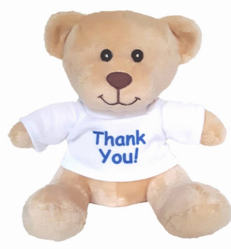 Small Super Cute Supportive Teddy Bear - "Thank You"