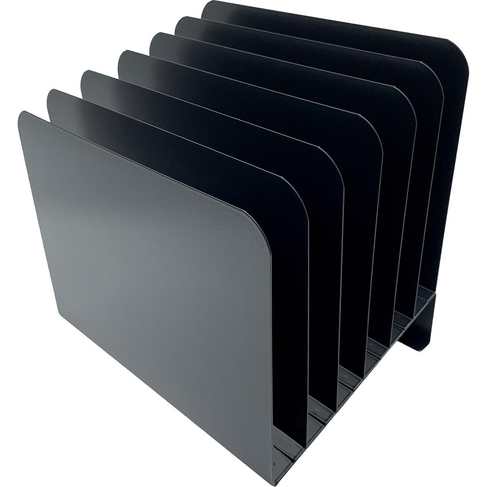 Huron Slanted Vertical Slots Desktop Organizer - 8 Compartment(s) - 10" Height x 9.8" Width x 11" Depth - Durable - Black - Stee