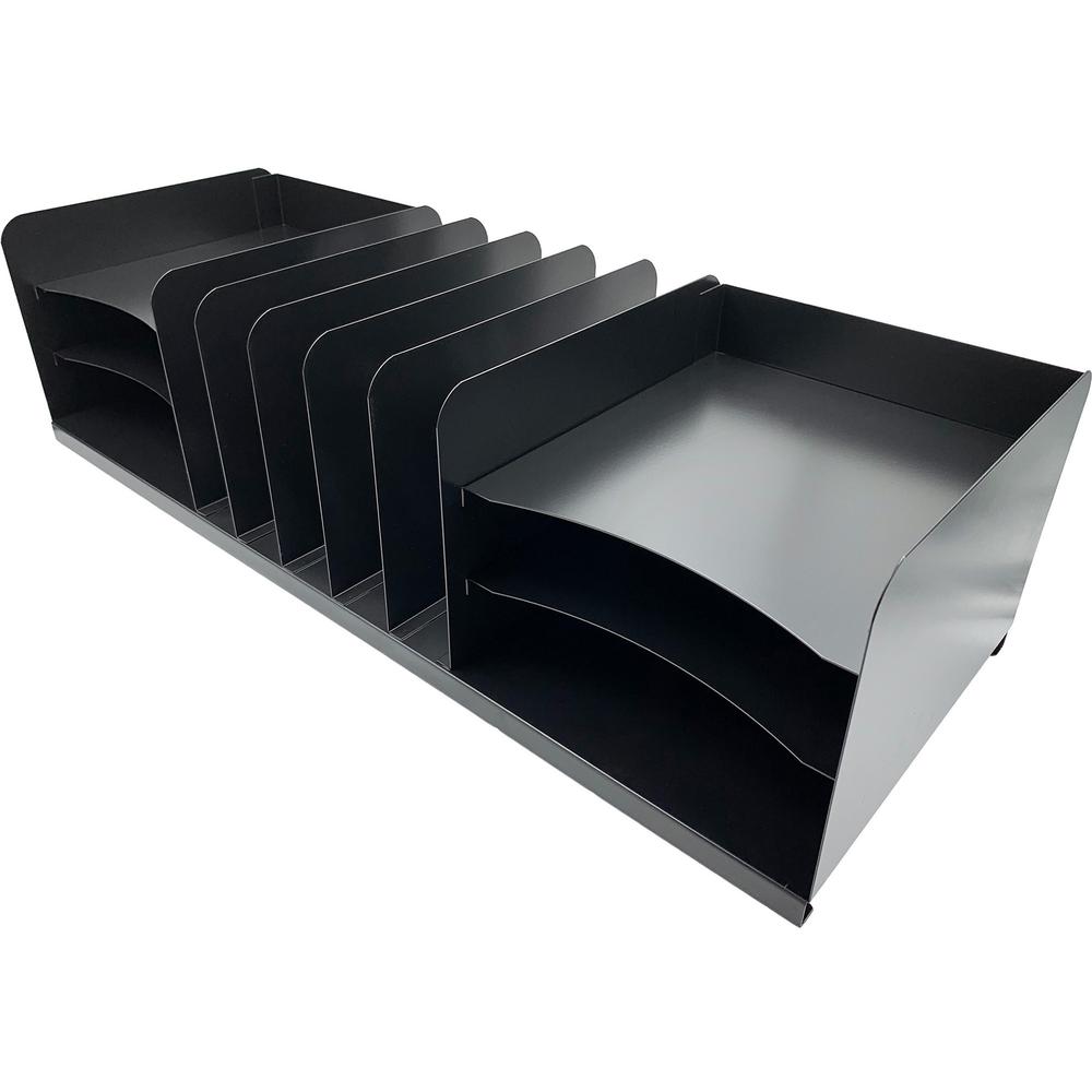 Huron Vertical/Horizontal Combo Desk Organizer - 11 Compartment(s) - 8" Height x 30" Width x 11" Depth - Durable - Black - Steel