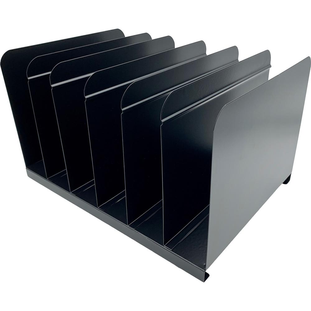 6-slot Vertical Book Rack - 6 Compartment(s) - 9" Height x 15" Width x 11" Depth - Durable -- Steel