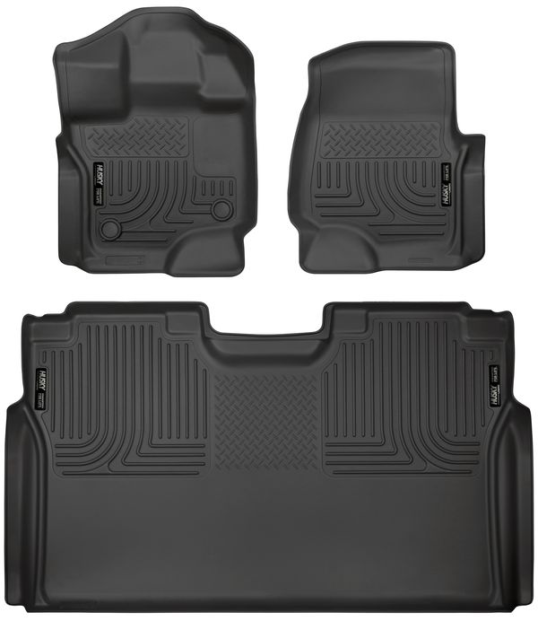15-C F150 SUPERCREW FRONT & 2ND SEAT FLOOR LINERS WEATHERBEATER SERIES BLACK
