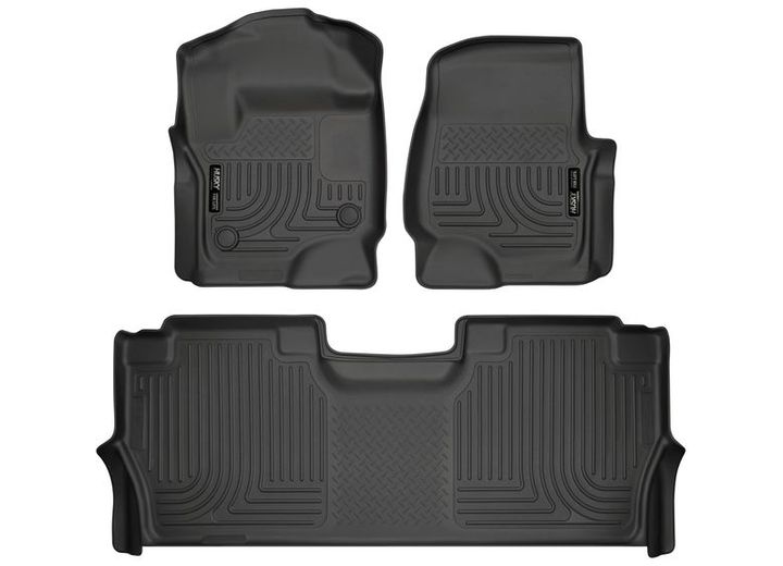 17-C F250/F350/F450 SUPER DUTY SUPERCREW FRONT & 2ND SEAT FLOOR LINERS WEATHERBEATER SERIES BLACK